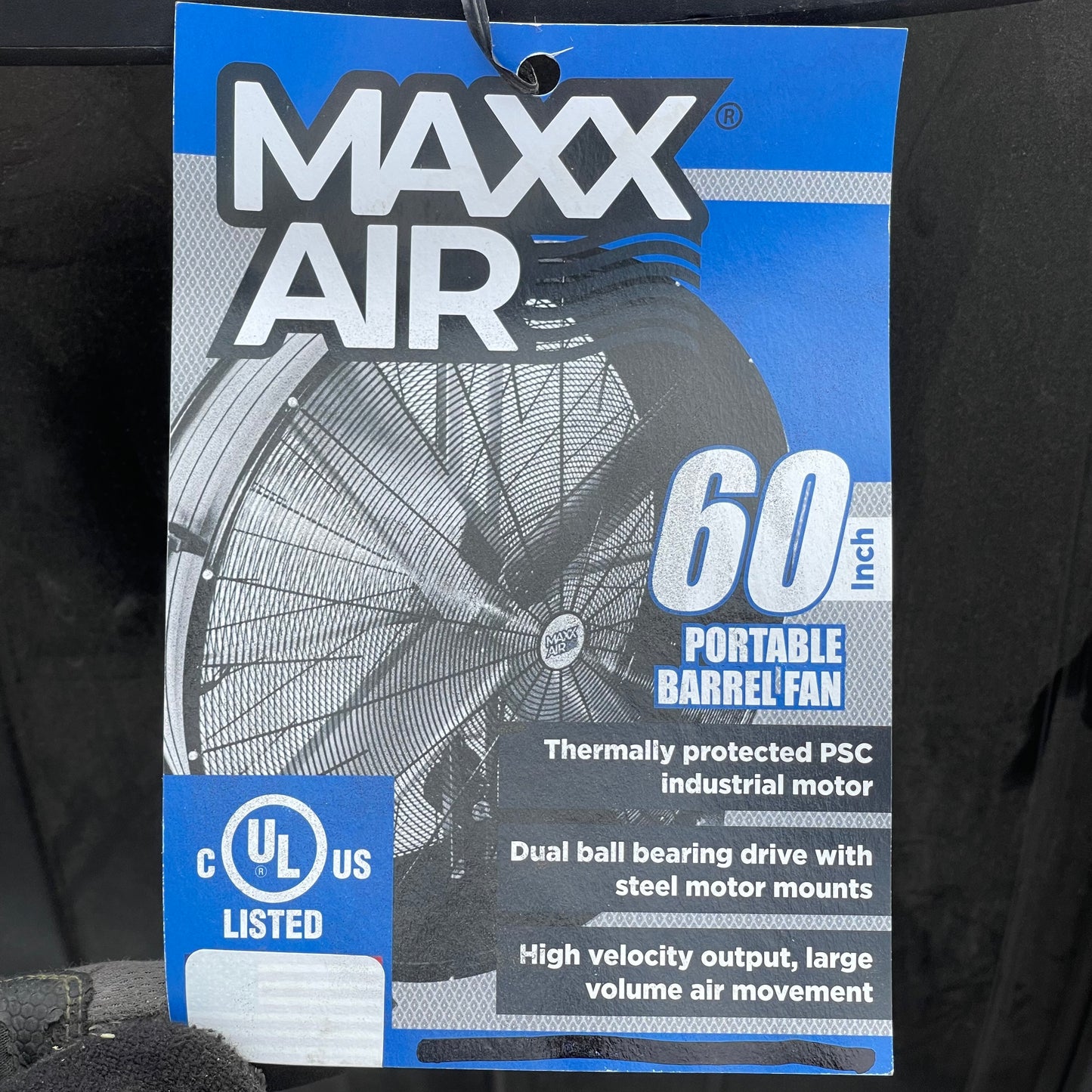 Z@ VENTAMATIC Maxx Air Belt Drive Barrel Fan 60” BF60BDBLKP-4 (New)