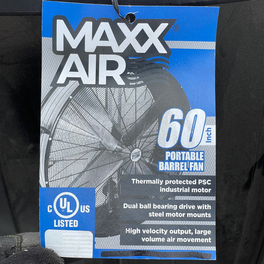 Z@ VENTAMATIC Maxx Air Belt Drive Barrel Fan 60” BF60BDBLKP-4 (New)