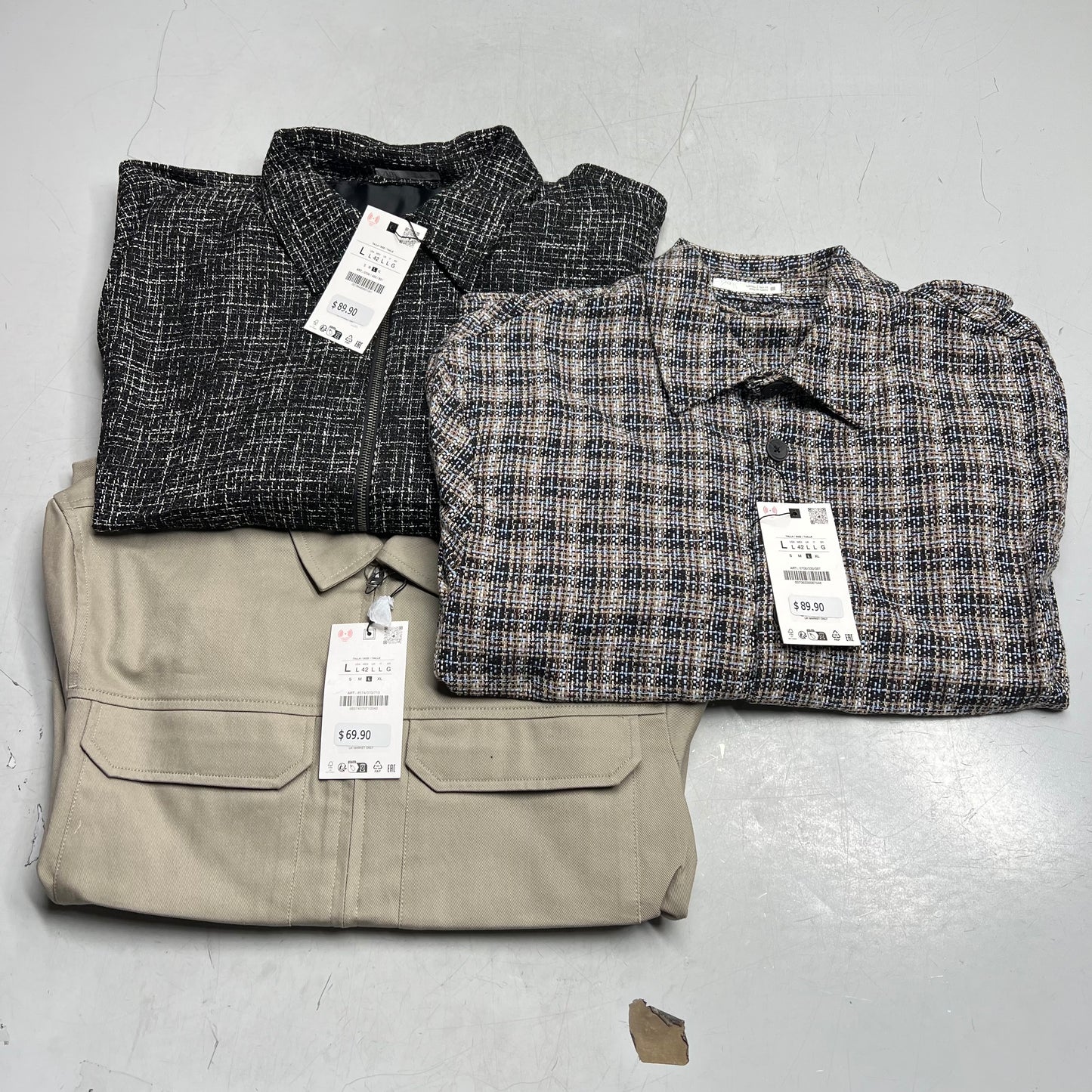 ZA@ ZARA (3 PACK) Canvas Quilted Jackets Women's Sz L Multicolor/ Tan