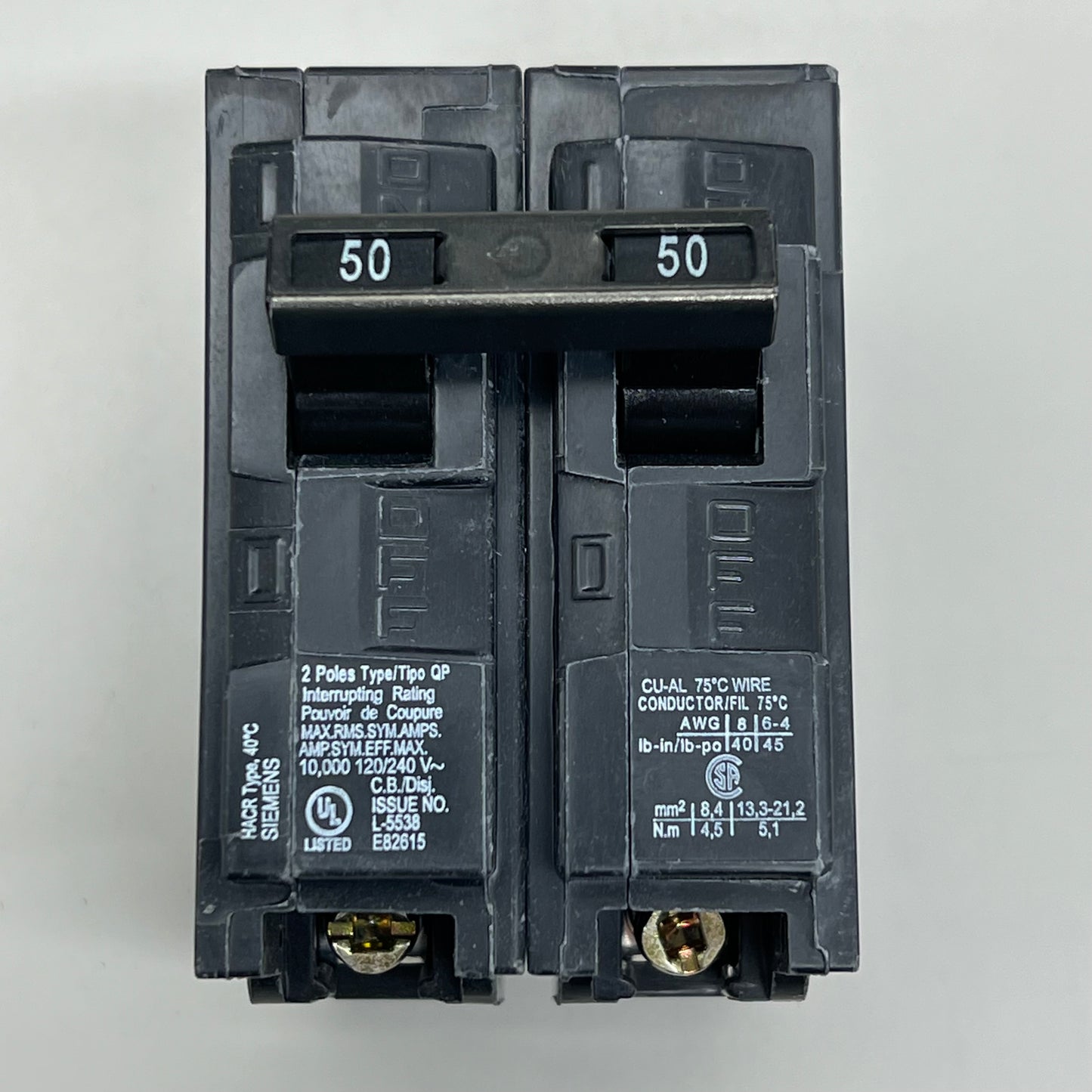 SIEMENS (2 PACK) 50 Amp Circuit Breaker Plug-In 2 Pole 240 Volt Q250