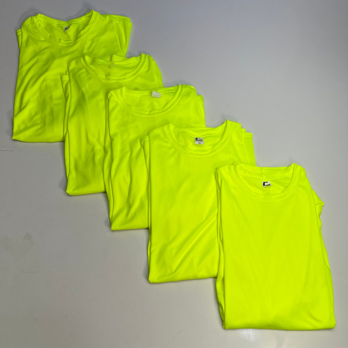 C2 SPORT (5 PACK) Moisture Wick Short Sleeve Work Shirts Men's Sz 3XL Safety Yellow