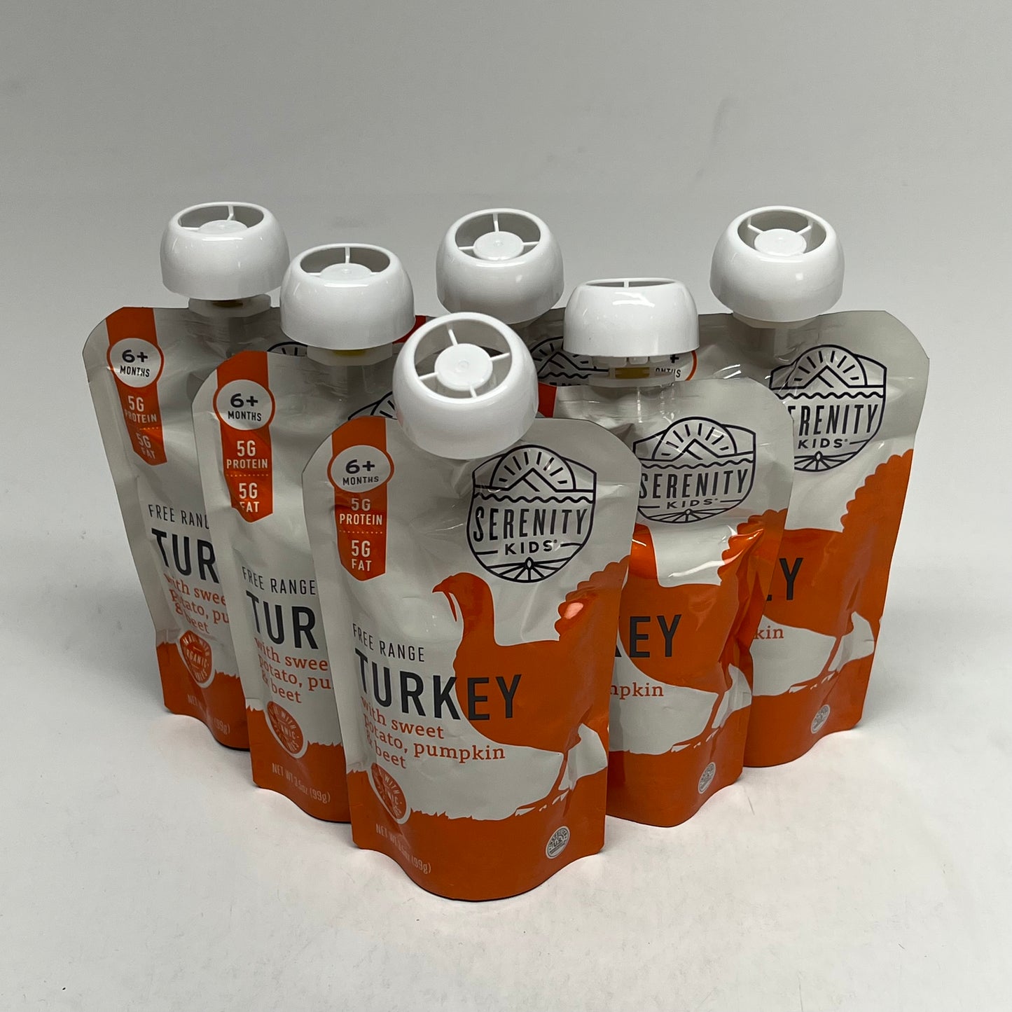 SERENITY (6 PACK) Turkey W/ Organic Veggies Baby Food Pouches 3.5oz BB 10/27