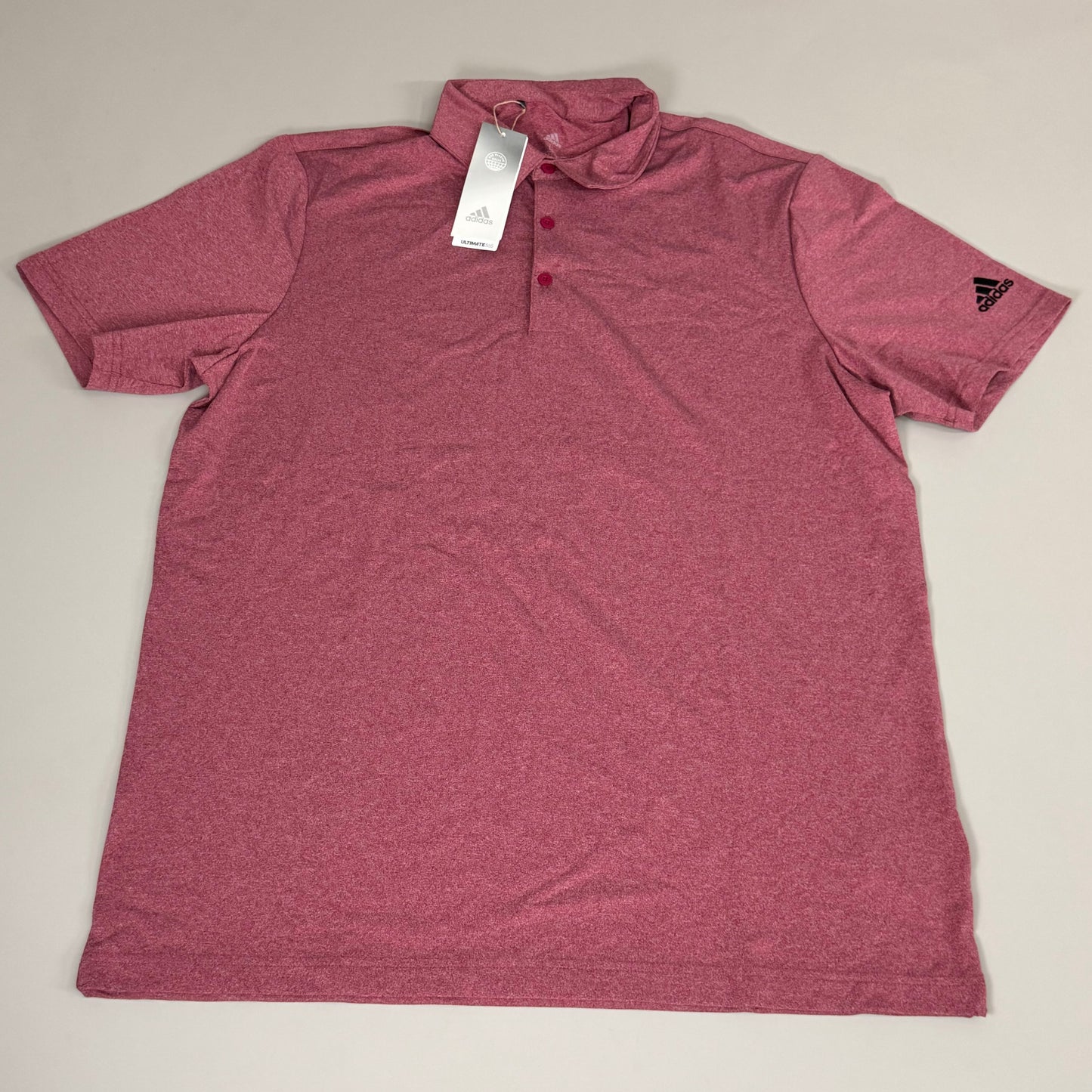 ADIDAS Men's Ultimate 365 Heather Polo Golf Shirt Sz-L Burgundy HA6215