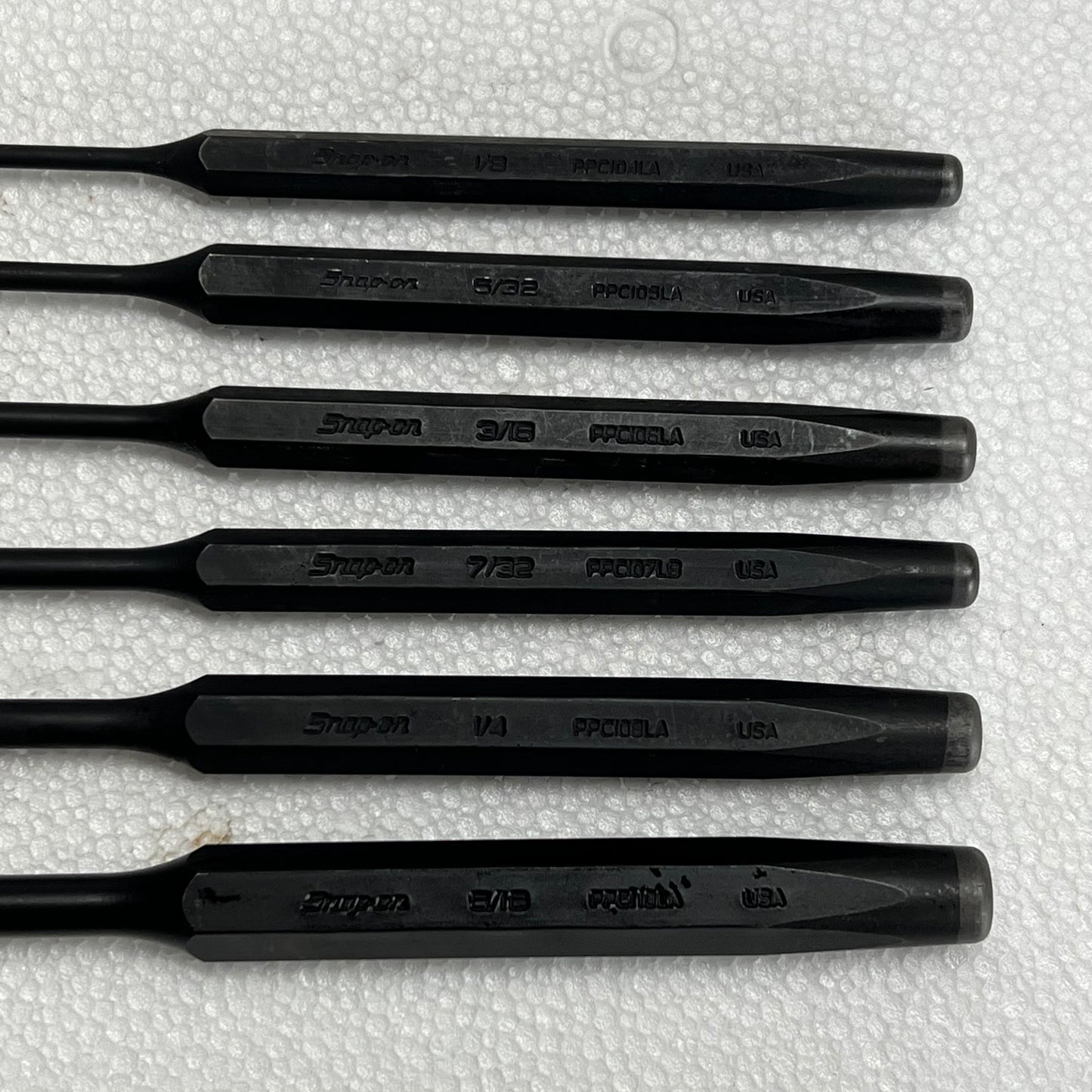 SNAP ON Long Pin Punch Set Parabolic Curve 6 Piece Black PPCL60BK