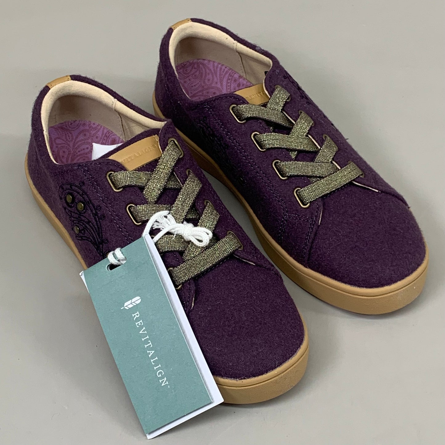 ZA@ WACO Malibu Sparkle Genuine Leather Elastic Laces Womens Sz 8D Vintage Violet A612797