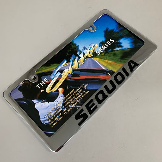 ELITE AUTOMOTIVE PRODUCTS Sequia Emblem Solid Brass License Plate Frame Chrome
