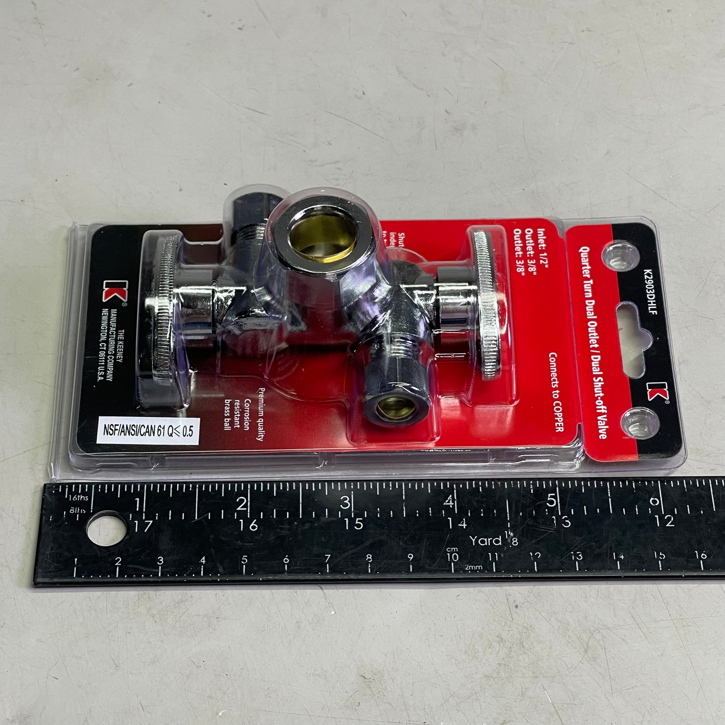 KEENEY Quarter Turn 3-Way Dual Shut-off Valve 5/8"OD x 3/8"OD x 3/8"OD K2903DHLF