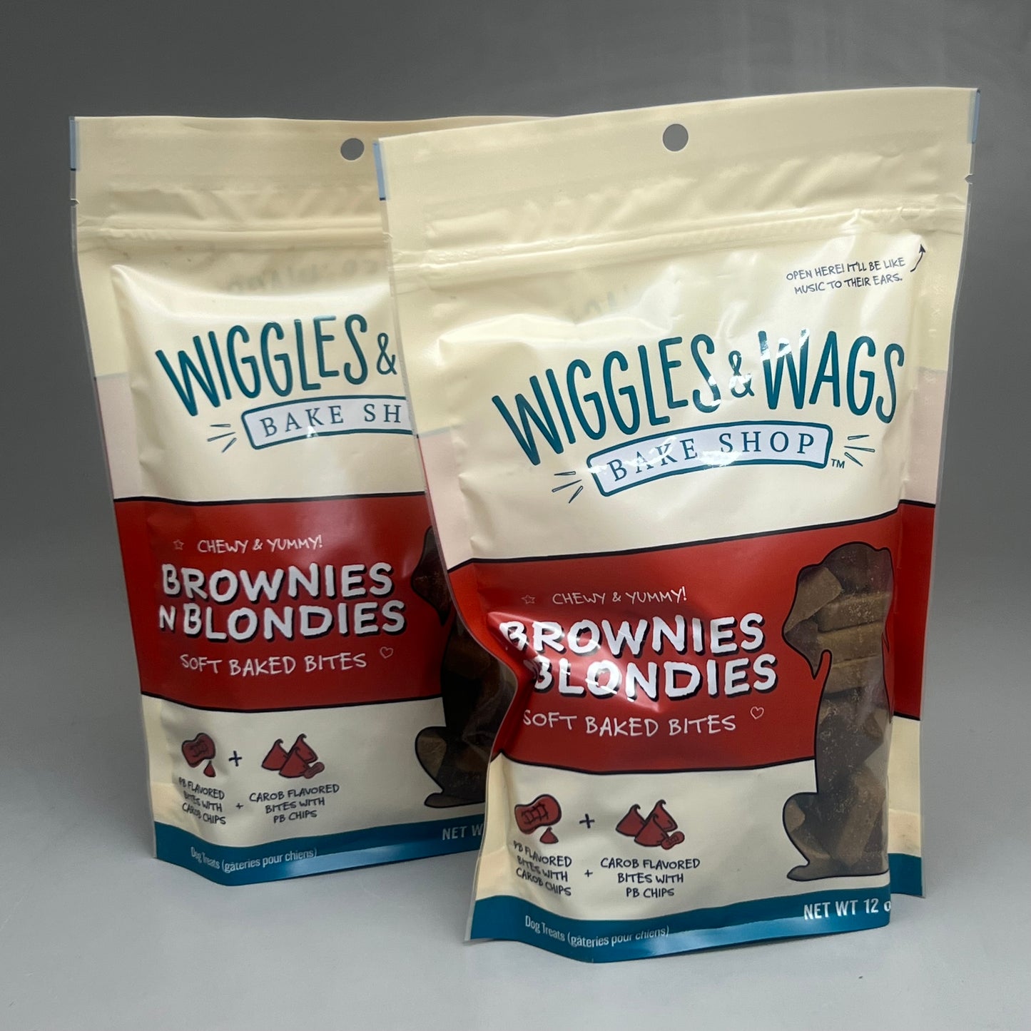 ZA@ WIGGLES & WAGS (2 PACK) Brownies N Blondies Dog Food Treats 12oz (Exp 11/24)