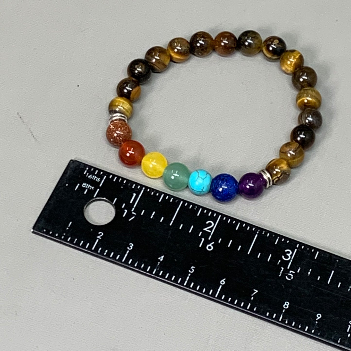 BEST WHOLESALE (12 PACK) Beaded Dark Brown Rainbow Crystal Bracelets 3"