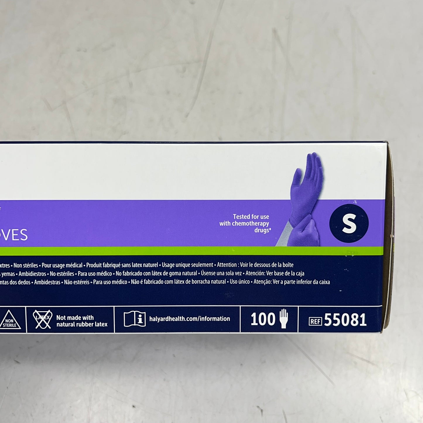 HALYARD (2 PACK, 100 EACH) Nitrile Exam Gloves Textured Fingertips Sz S 55081