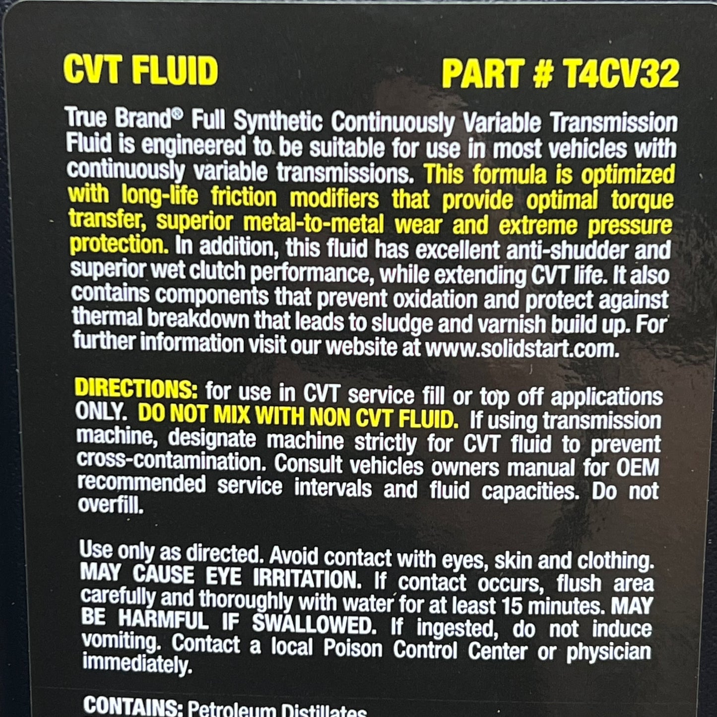 TRUE BRAND (6 PACK) Long Life Anti-Wear CVT Fully Synthetic Fluid 32 floz T4CV32