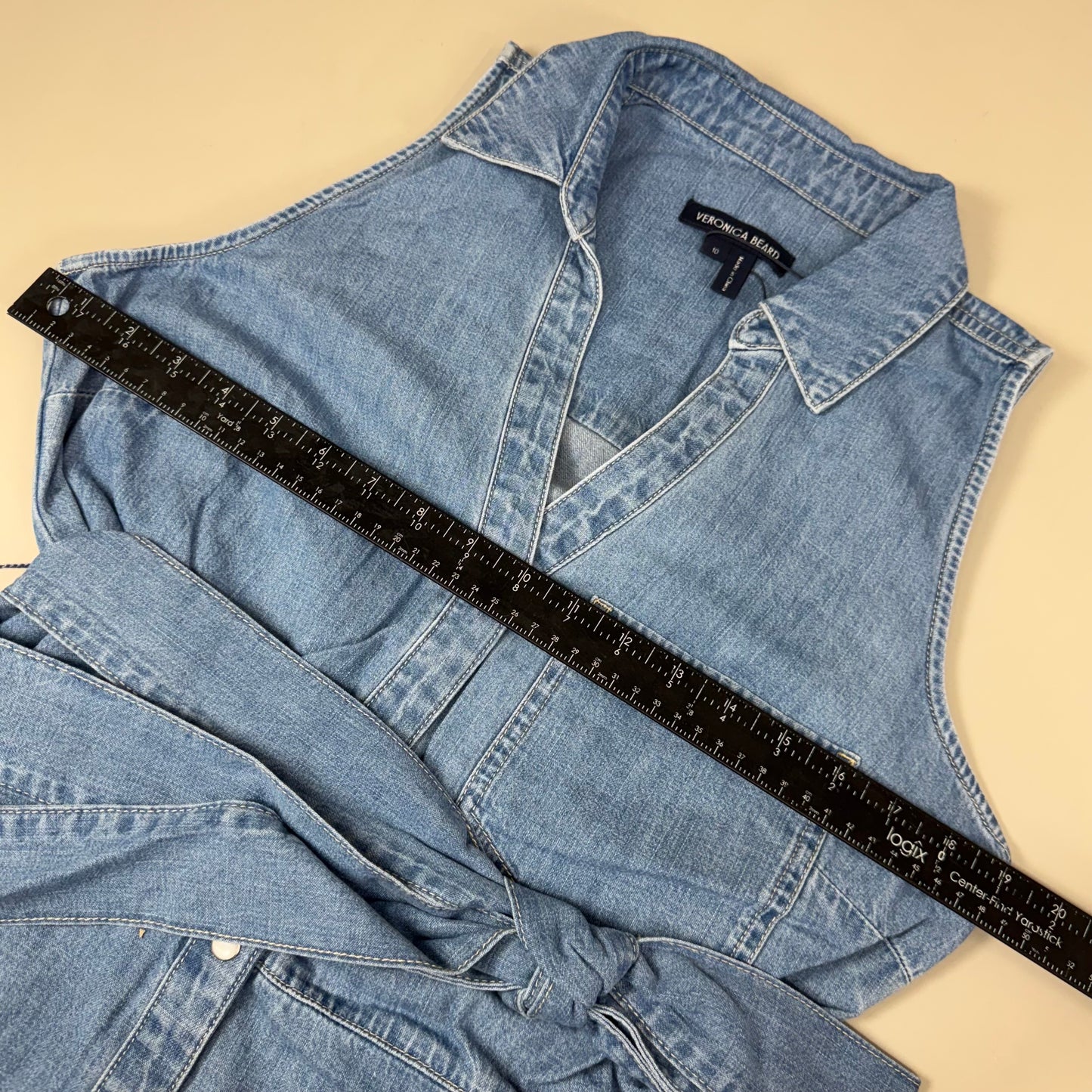 VERONICA BEARD Jeans Edwina Sleeveless Midi Dress Sz-10 Iceberg J24067101287IC