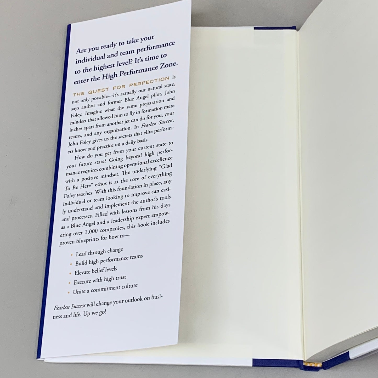 FEARLESS SUCCESS Beyond High Performance Hardback Book By John Foley