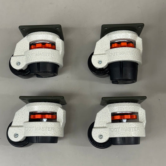 FOOT MASTER (4 Wheels) Plate Caster Mounting Swivel Wheel Set 3 1/4" Mounting HT, 2" Wheel Dia Marble/ Green