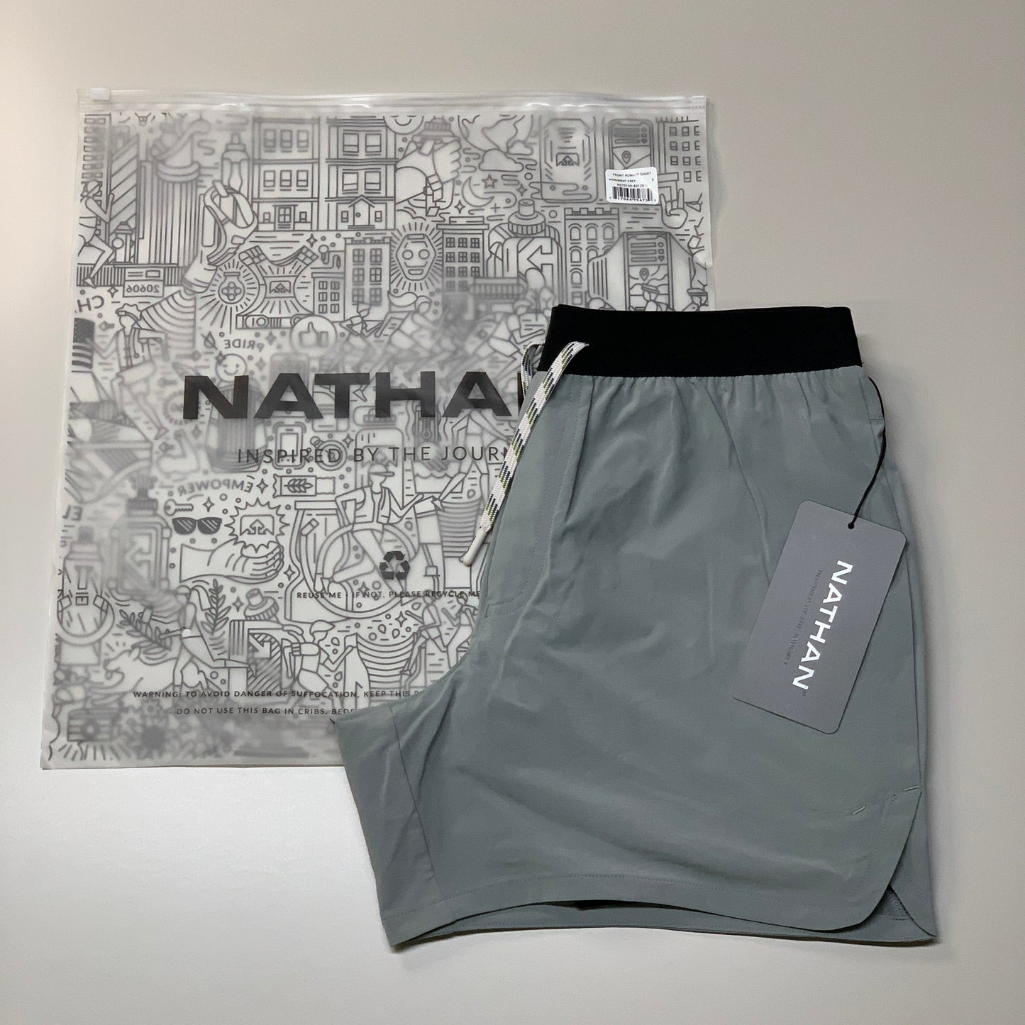 NATHAN Front Runner Shorts 5" Inseam Men's Monument Grey SZ M NS70100-80128-M