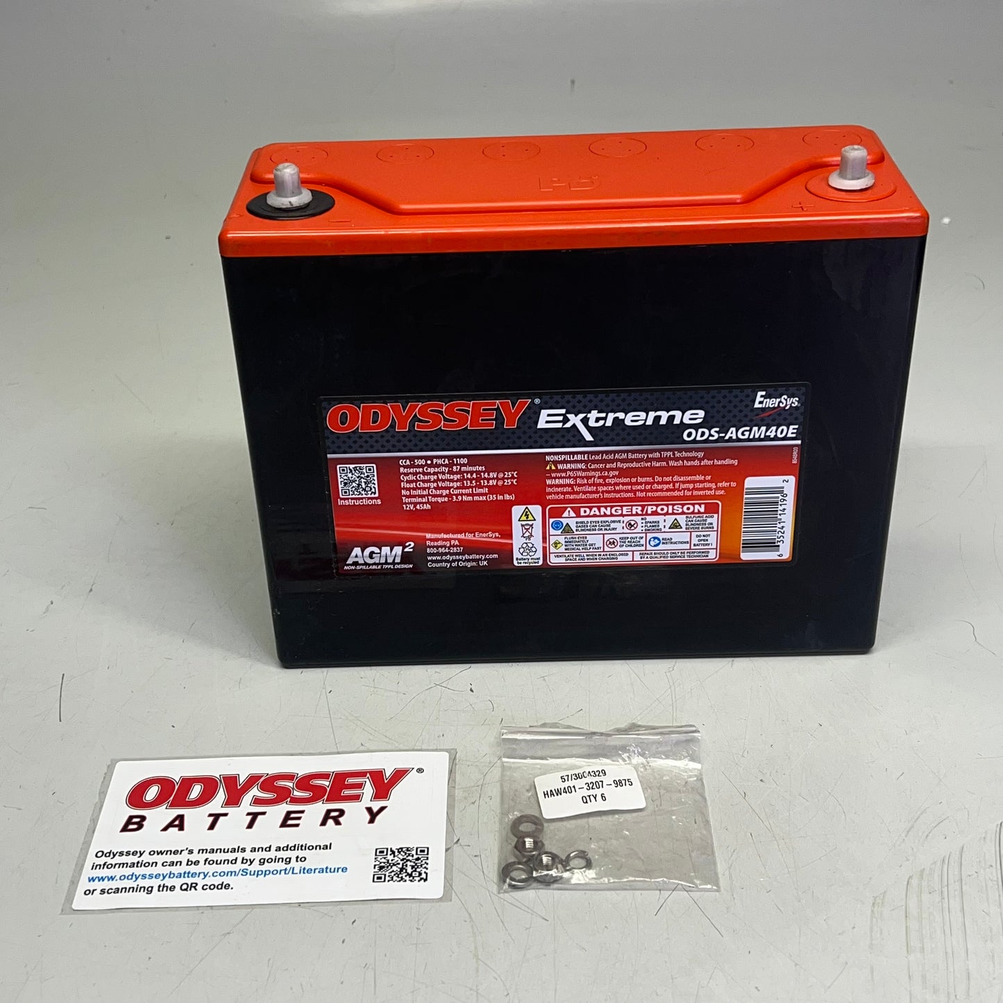 ODYSSEY Extreme Powersport Drycell Battery 12 Volt 500 CCA 650 MCA ODS-AGM40E