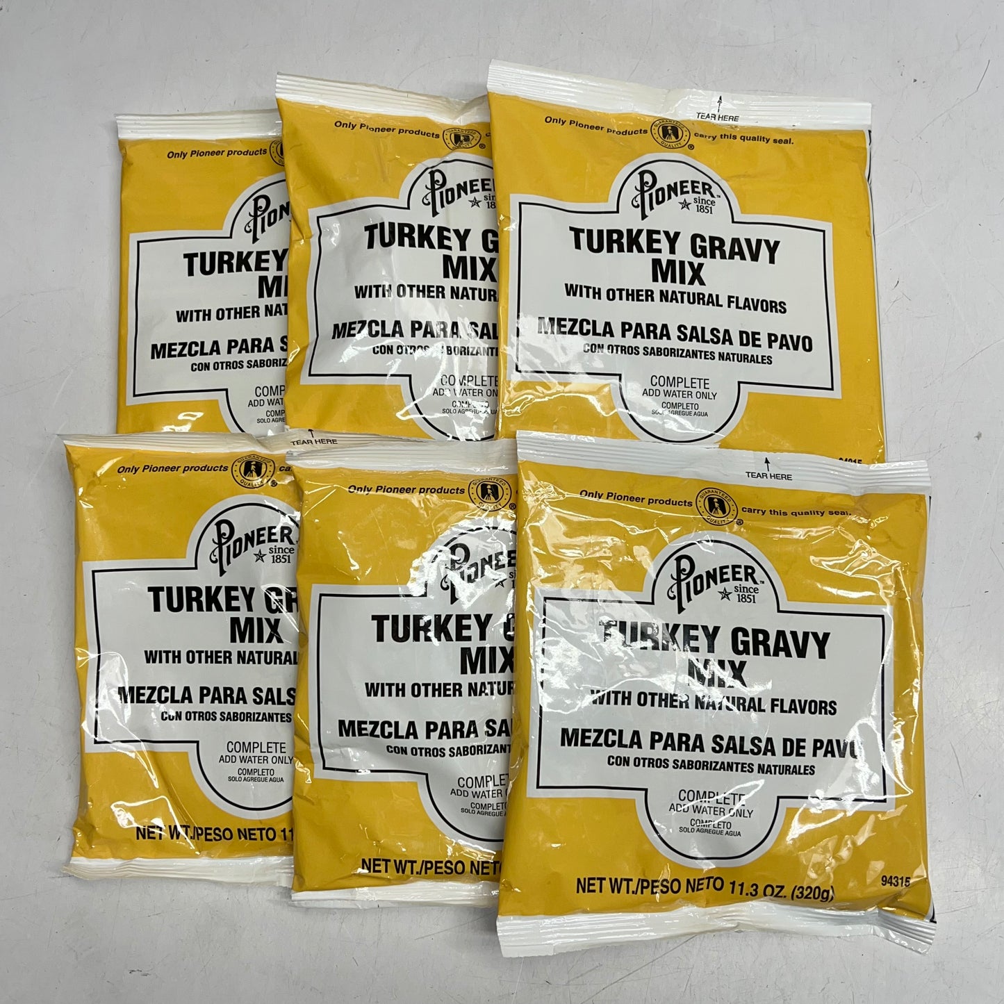ZA@ PIONEER (6 PACK) Individually Packaged Powder Turkey Gravy Mix 11.3 Oz White C