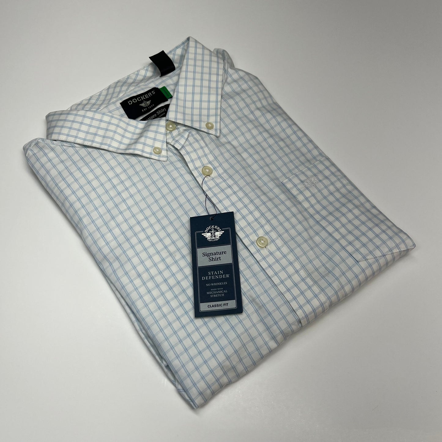 DOCKERS Signature Stain Defender Shirt Classic Fit Men's Sz XXL White A42520153