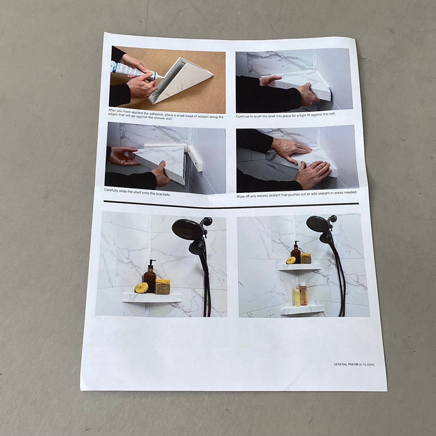 PALISADE Vinyl Waterproof Shower Shelf 7.12"x14.56"x2" Grey 53718