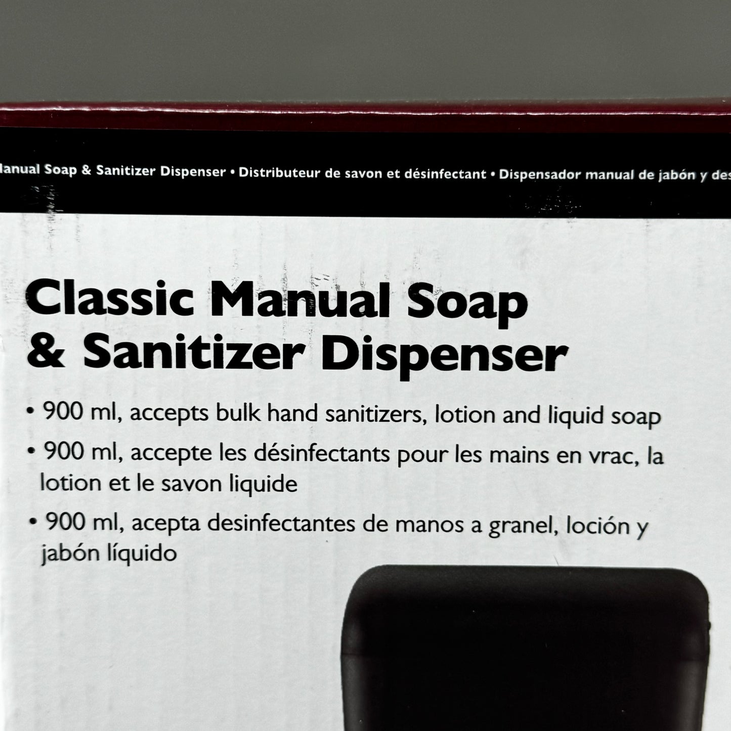 SAN JAMAR Classic Manual Refillable Soap Dispenser Wall Mount 30oz Black SN30TBK