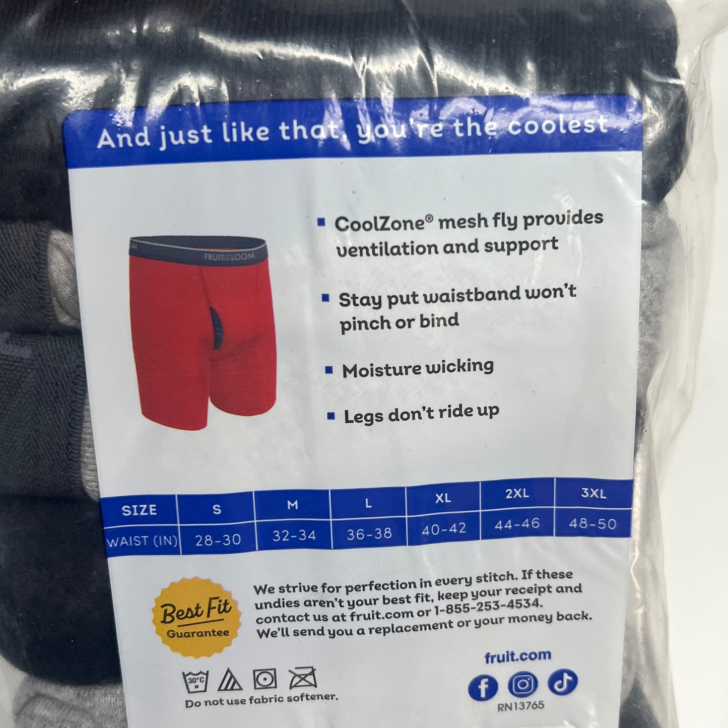 ZA@ FRUIT OF THE LOOM (5 PACK) Eversoft Breathable Fabric Boxer Breifs Men's Sz M Grey/Black 5BL76TG