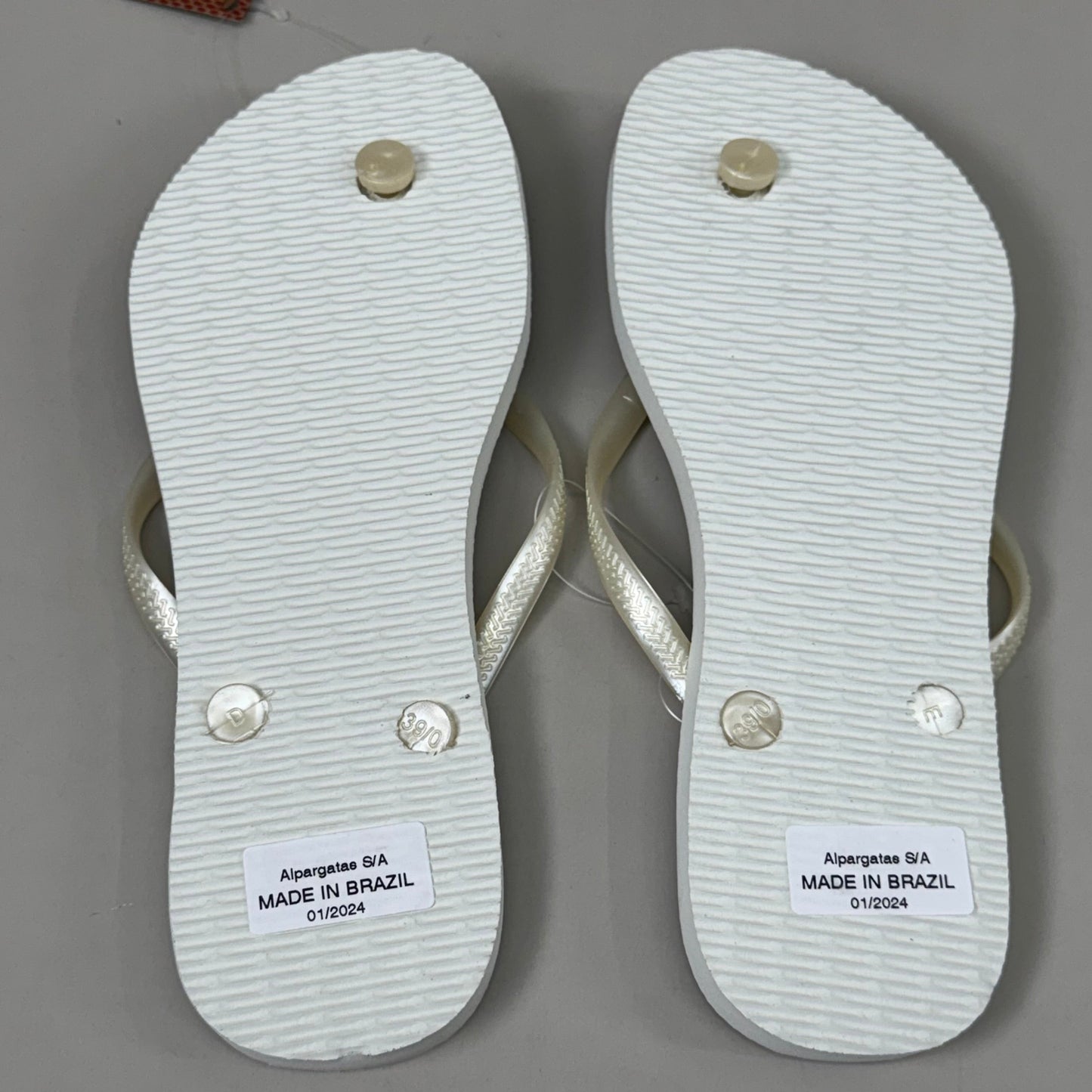 ZA@ HAVAIANAS High Quality Rubber Slim Flip Flops Non-Slip Women's 9/10 White 400030 B