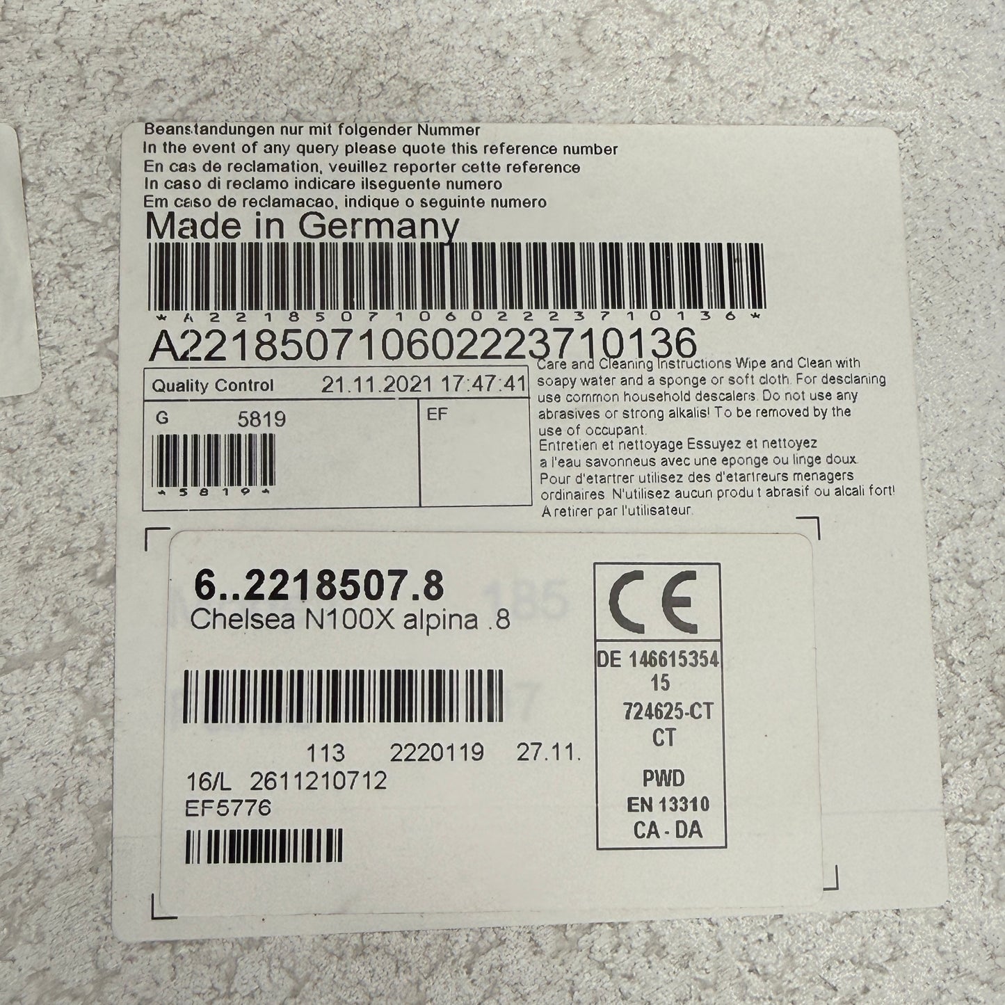 Z@ ELKAY SCHOCK Chelsea N100X Alpina, MADE IN GERMANY (AS-IS)