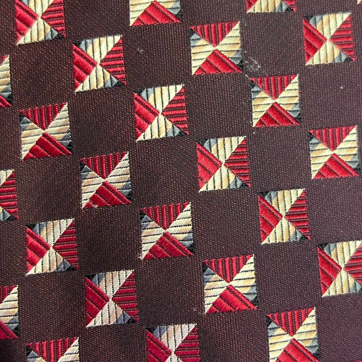 ALEXANDER JULIAN COLOURS Square Pattern Made Tie 64" Maroon/Red/Yellow