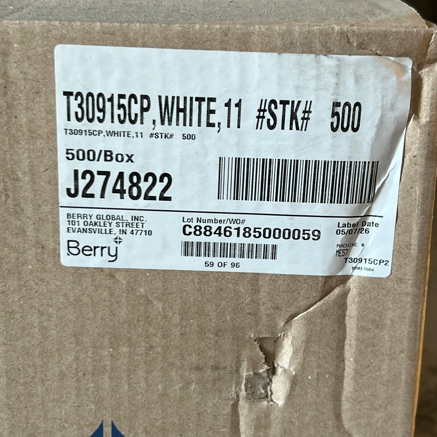 ZA@ BERRY (500 PACK) 15 Oz. White Plastic Containers/Tubs T30915CP
