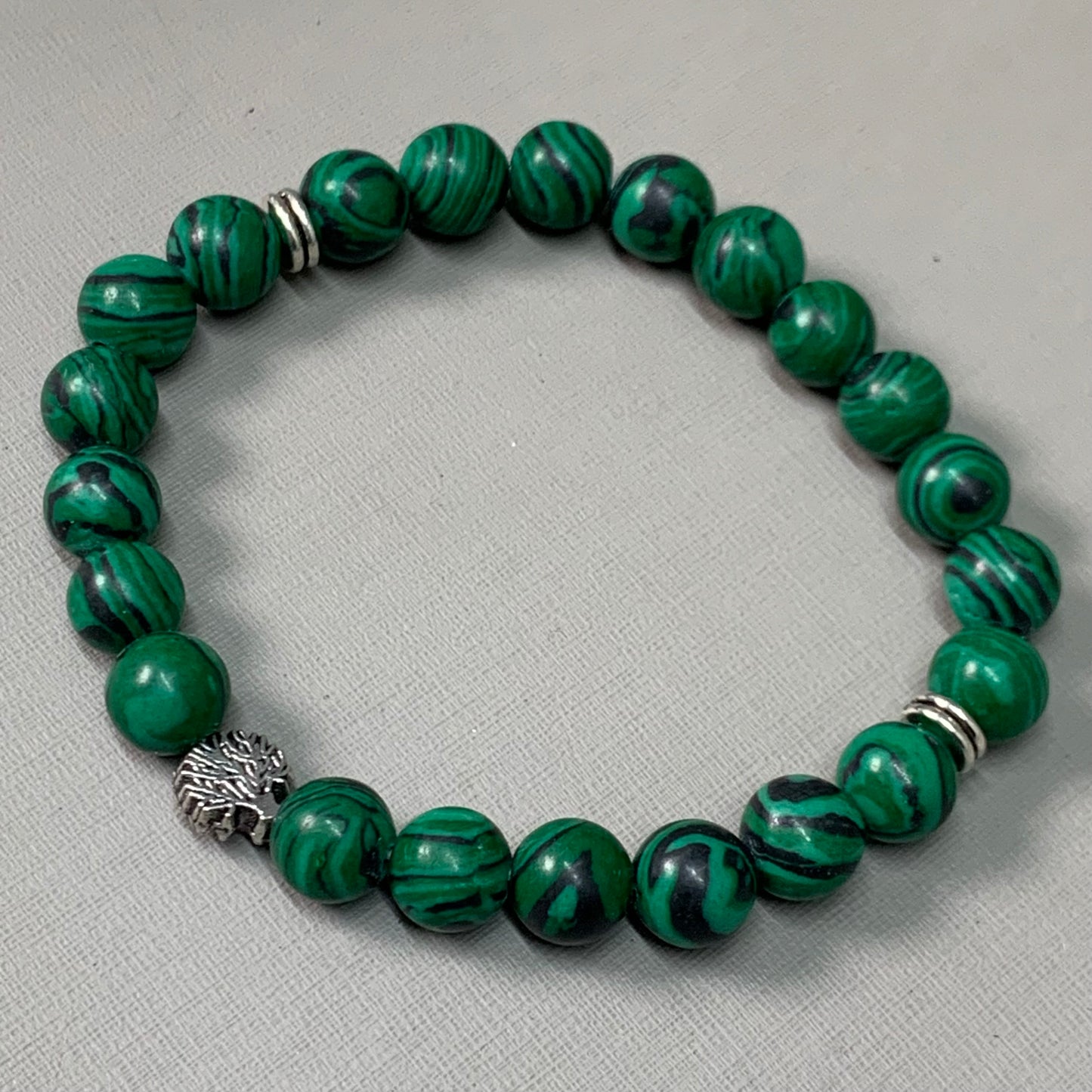 BEST WHOLESALE (12 PACK) Beaded Green-Black Crystal Bracelets 3" Silver Tree New