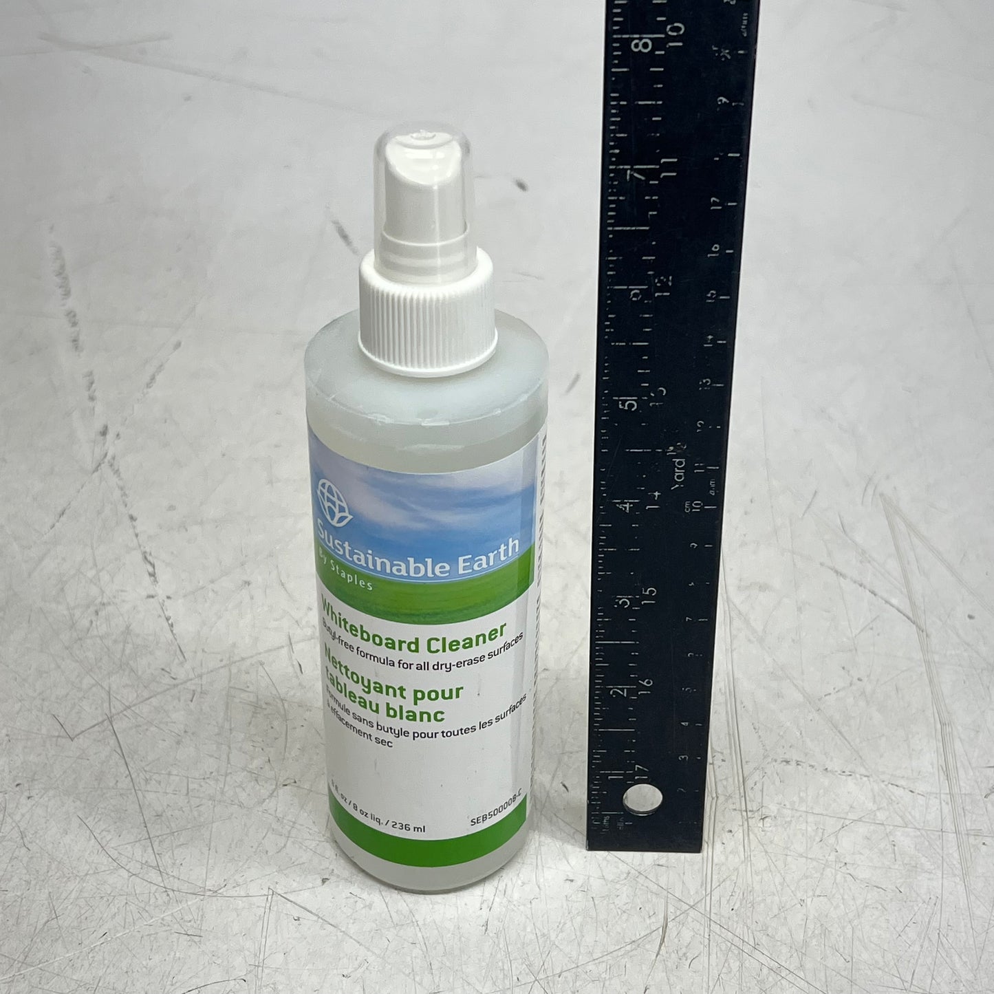 ZA@ STAPLES (3 PACK) Sustainable Earth Whiteboard Cleaner  8 fl oz  Clear SEB500008-C