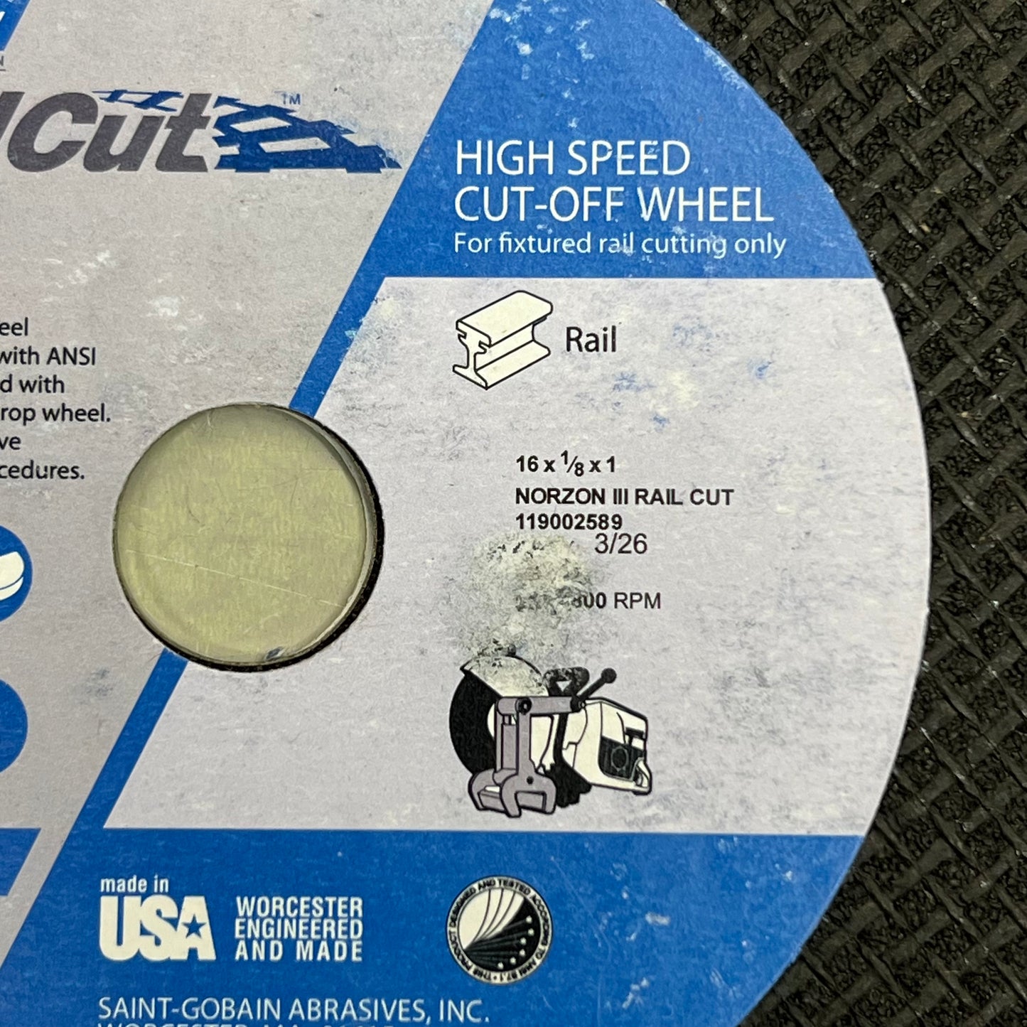 NORTON (10 PACK) High Speed Reinforced Cut off Wheel 16 X 1/8 X 1, Black