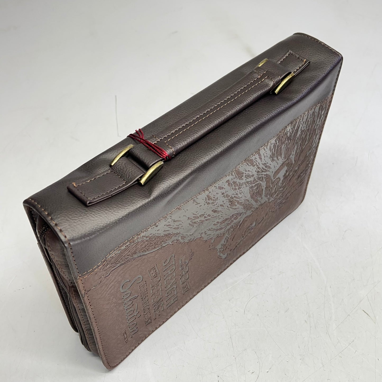 CHRISTIAN ART GIFTS Exodus 15:2 Faux Leather Classic Bible Cover 8"x11" Brown