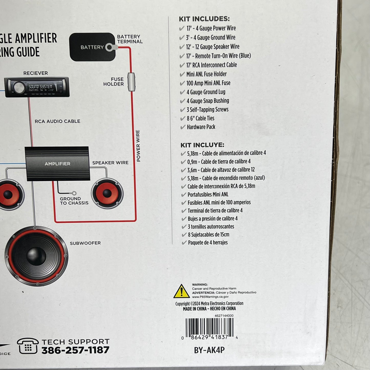 METRA Wire Installation Kit Rca Patch Cables 1400W Amplifier 4AWG BY-AK4P