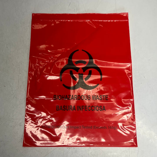 MED EGEN (100 PACK) Biohazard Waste Bag 12" x 15" Red 4921