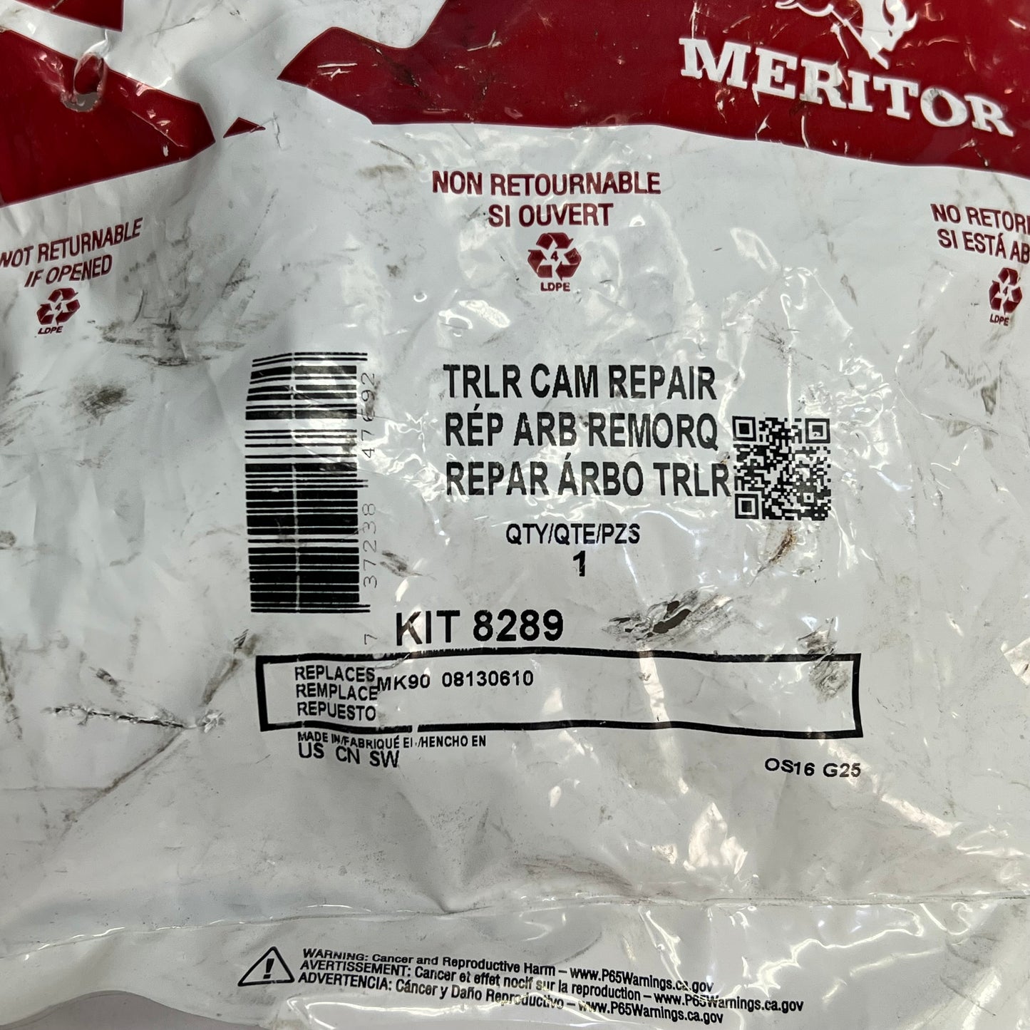 MERITOR Brake Camshaft TRLR CAM REPAIR KIT 8289
