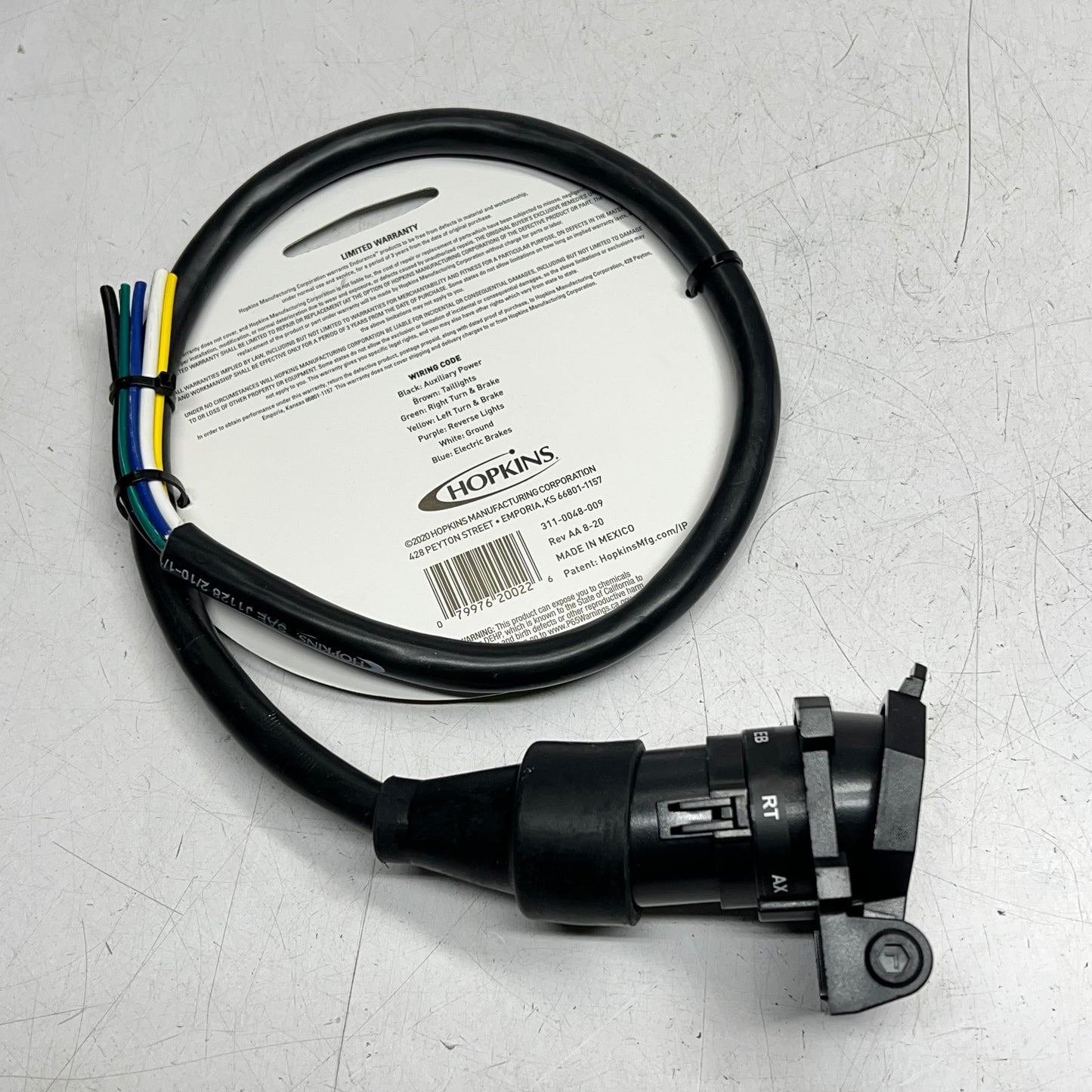 HOPKINS  7 Blade Heavy Duty Pre-wired Jacketed Cable Durable Connector  3' 20022