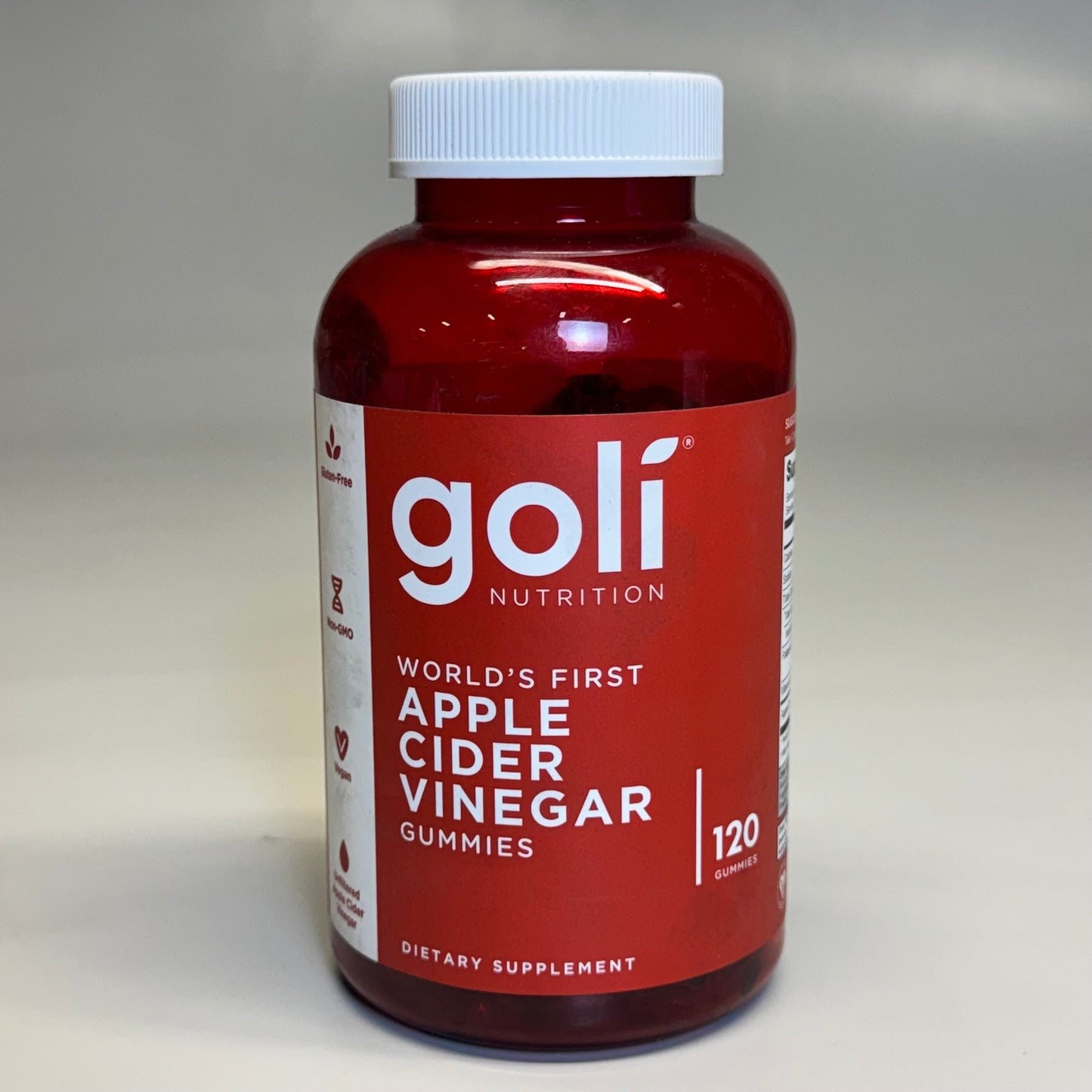 ZA@ GOLÍ Nutrition Apple Cider Vinegar 120 Gummies Sz 6.5” H Red BB Exp 08/25 A