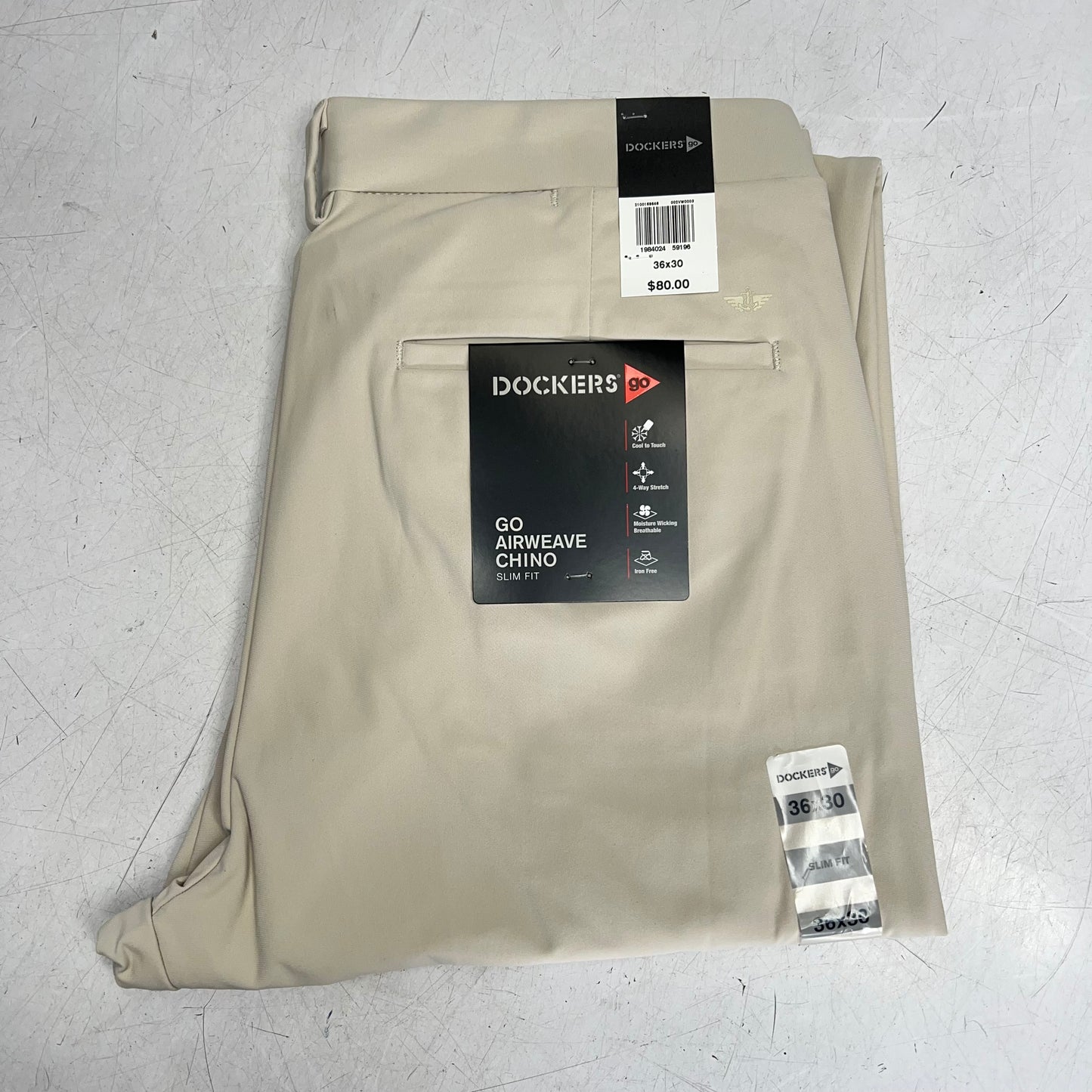 DOCKERS Go Airweave Chino Slim Fit Pants  Men's Sz 36x30 Sahara Khaki 002VW0003