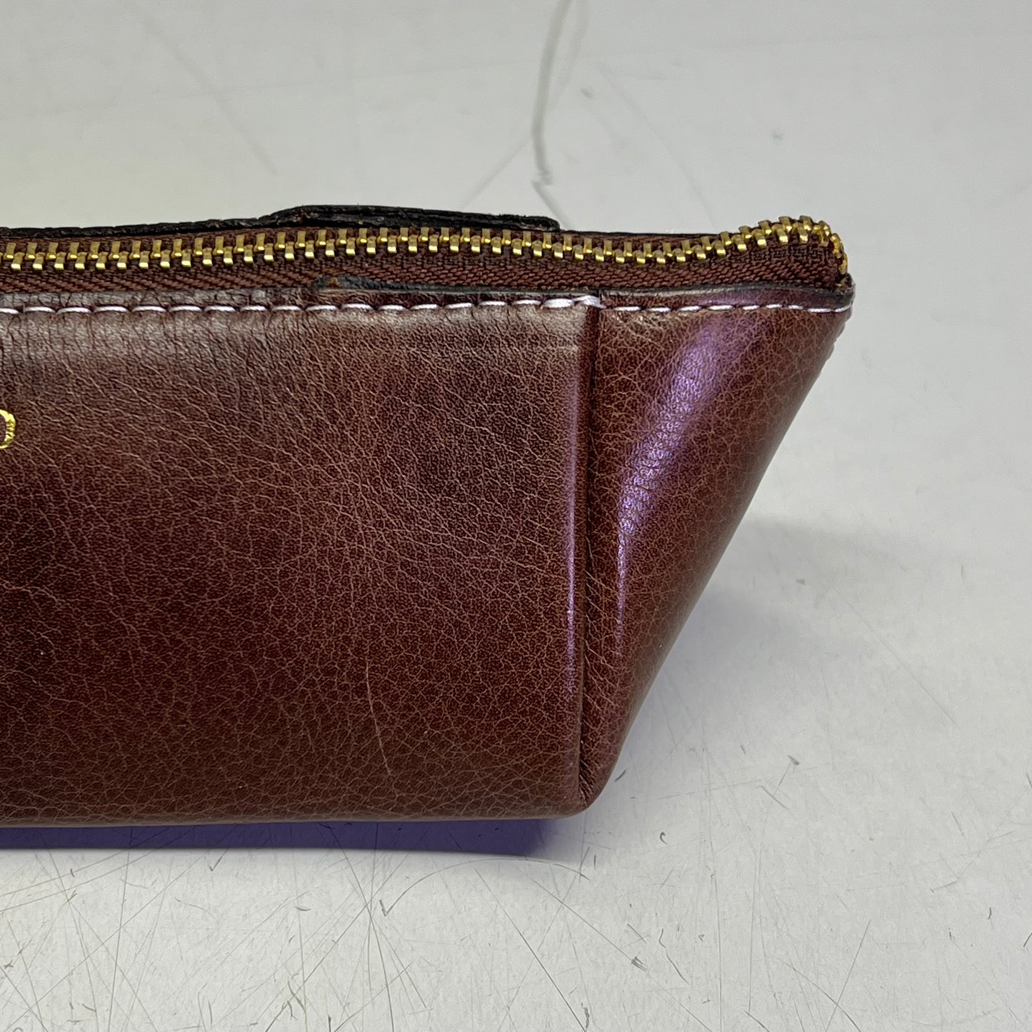 RE:DESIGNED Genuine Leather Project 11 Triangular Zip Bag 10"x3" Woodsmoke P011