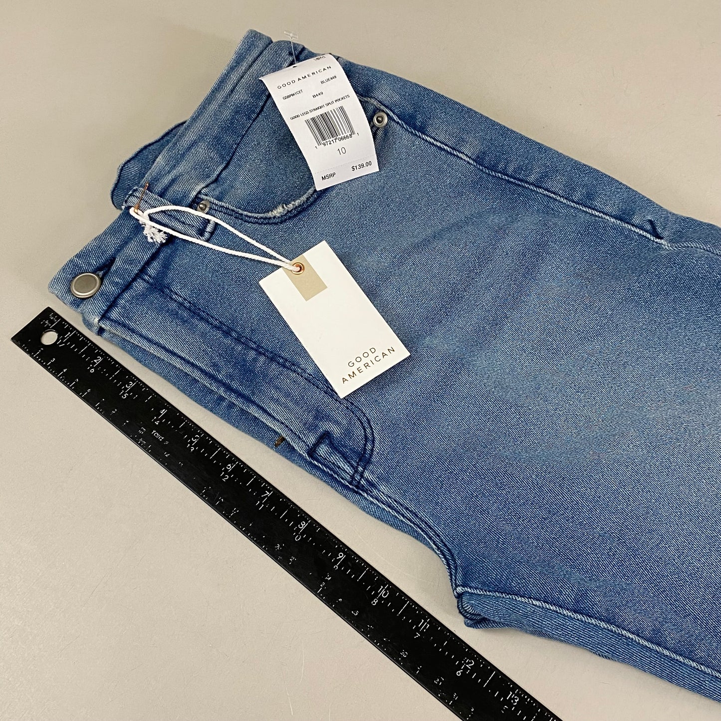 GOOD AMERICAN Good Legs Straight Split Pockets Women's Sz 10 Blue449 GSBP941CET