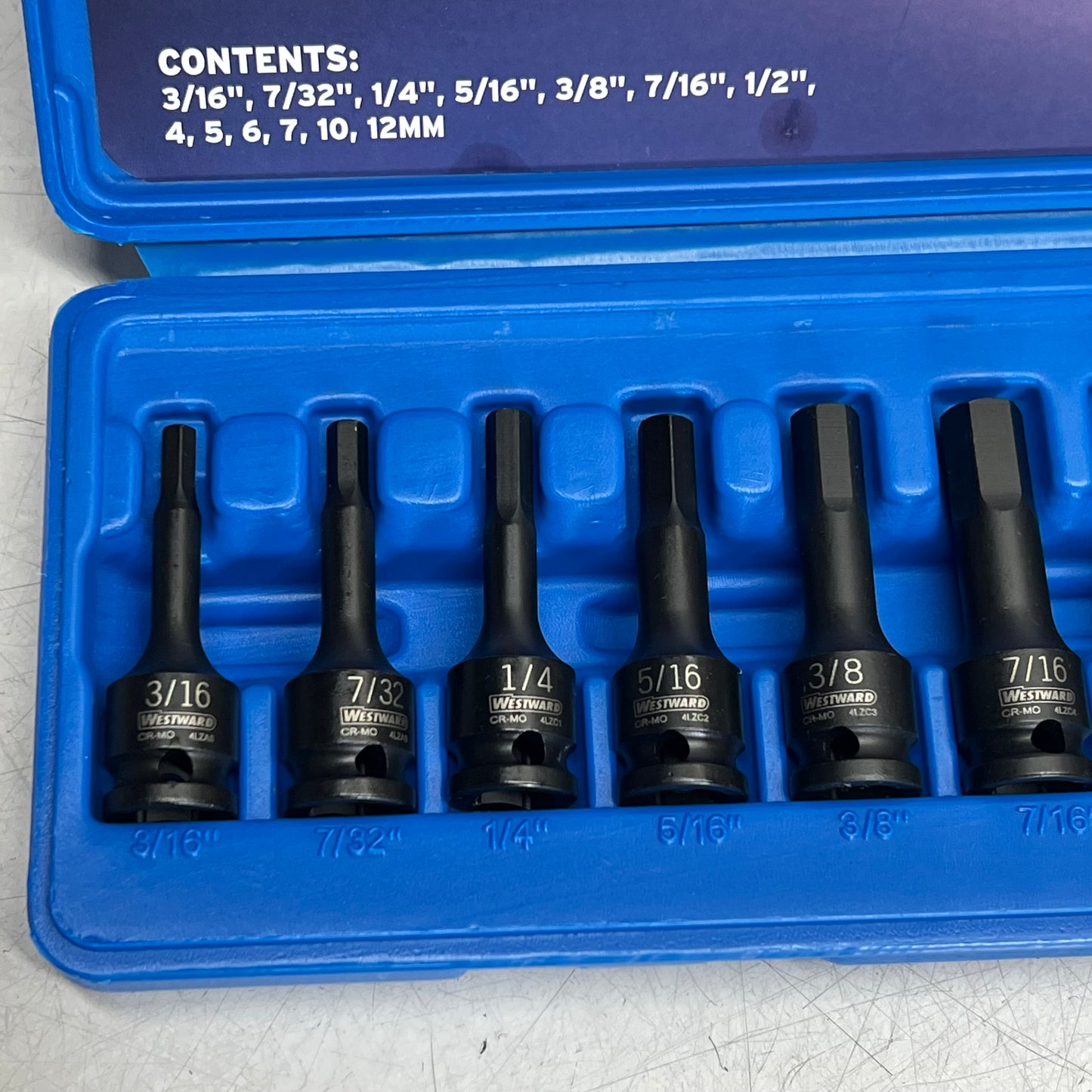 WESTWARD (13 PIECE SET) Impact Socket Bit Set Sae/metric 3/8" Drive Sz  4PRG1A