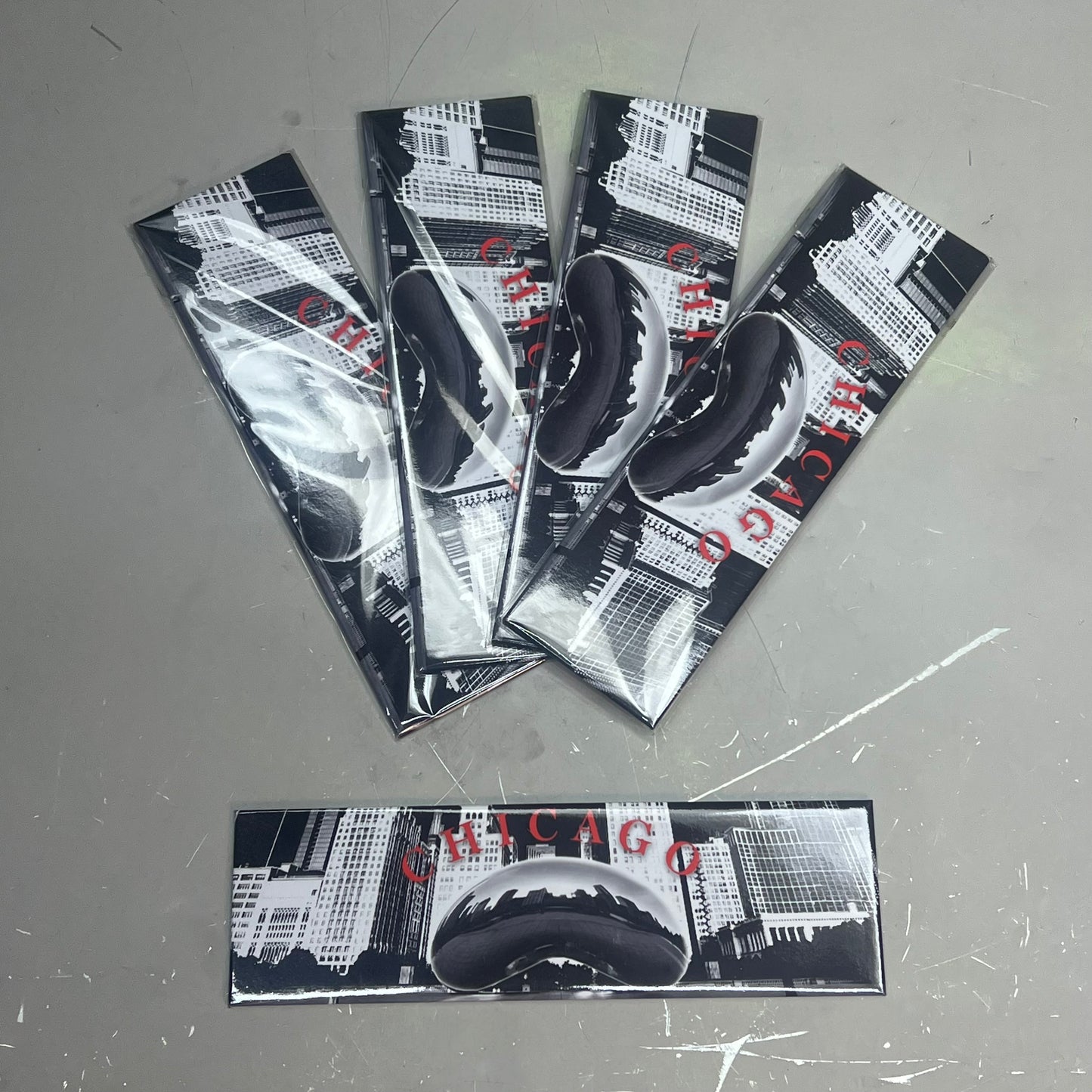 (5 PACK) Chicago Cloud Gate Souvenir Magnet  6"x2" Black & White 2014-00740-6441