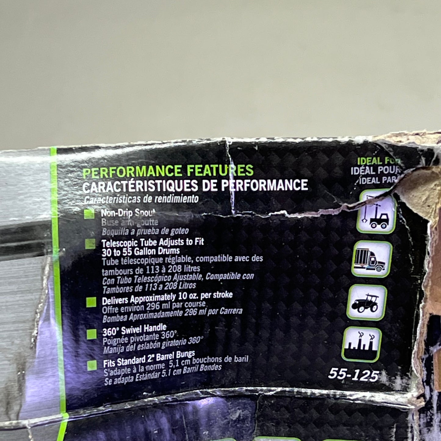 LUBRIMATIC Professional Lever Action Barrel Pump Multi-Directional Handle 55-125