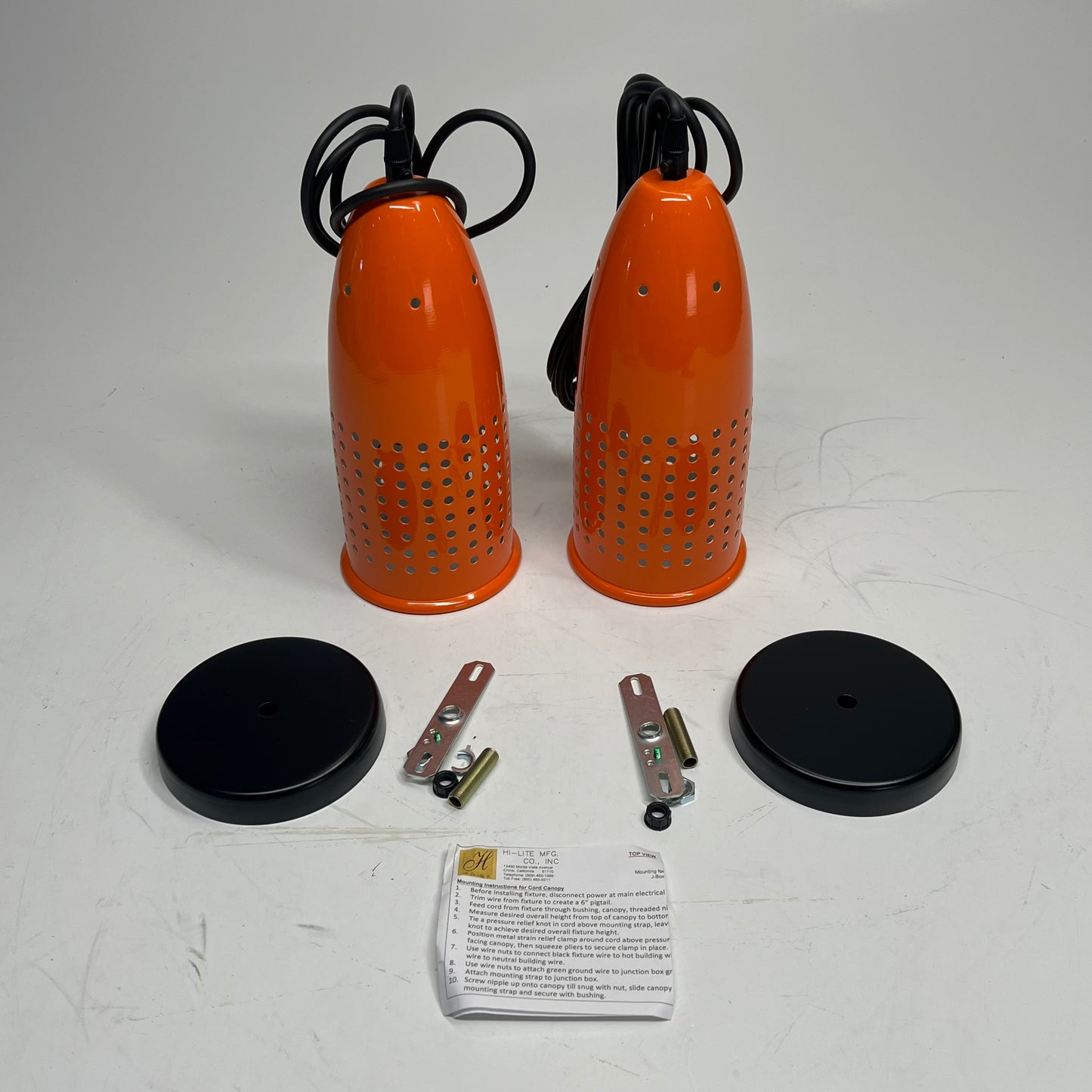 HI-LITE (2 PACK) Dunkin Donuts Hanging Lamp Pendant Fixture 10"x4.5" Orange