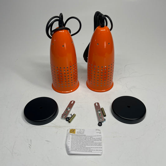 HI-LITE (2 PACK) Dunkin Donuts Hanging Lamp Pendant Fixture 10"x4.5" Orange