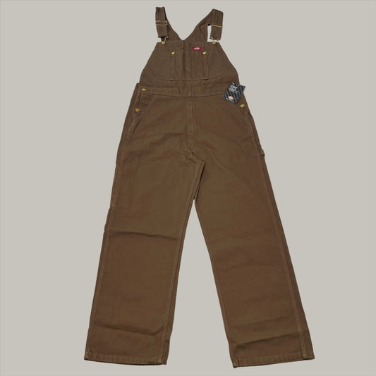 DICKIES Classic Highback Duck Bib Overall Mns 50X30 Rinsed Timber Brown DB100RTB