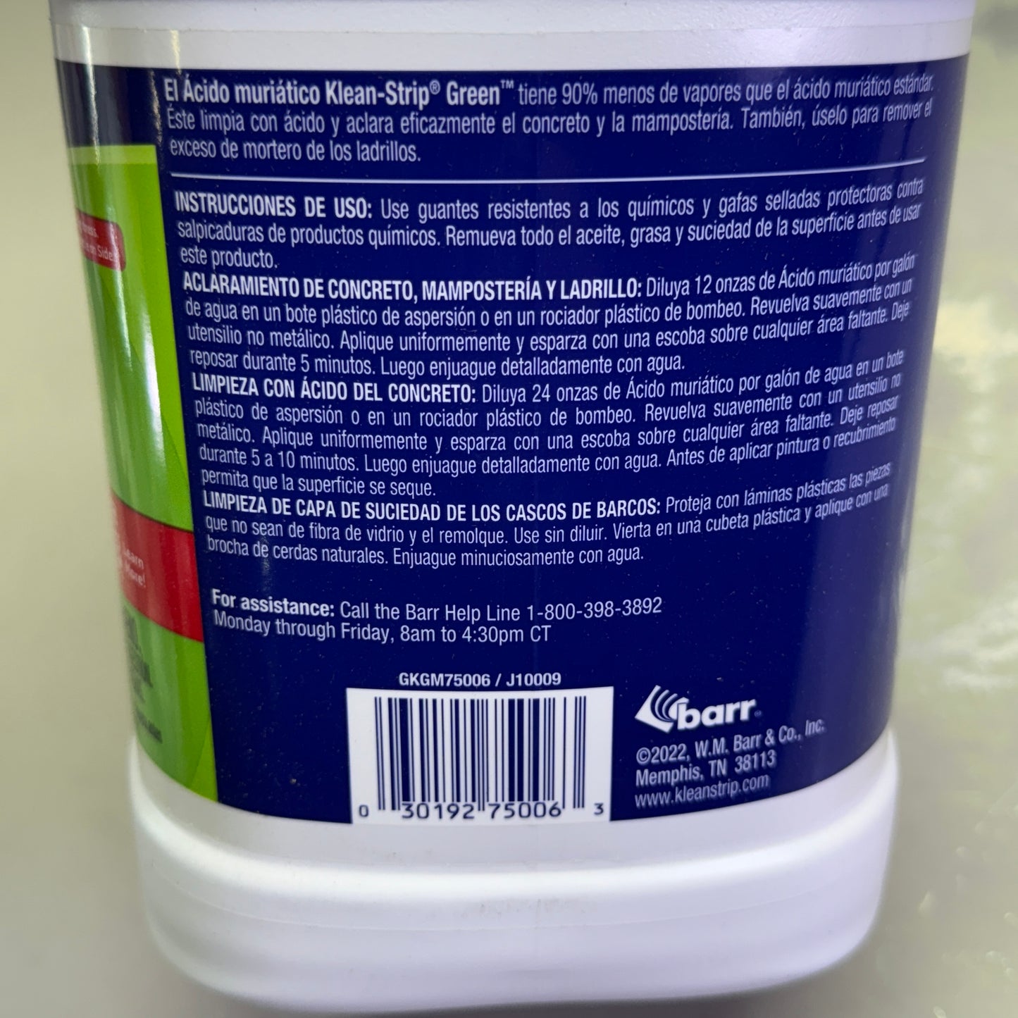 Z@ KLEAN STRIP Muriatic Acid *Etches Concrete* 1 Gallon GKGM75006