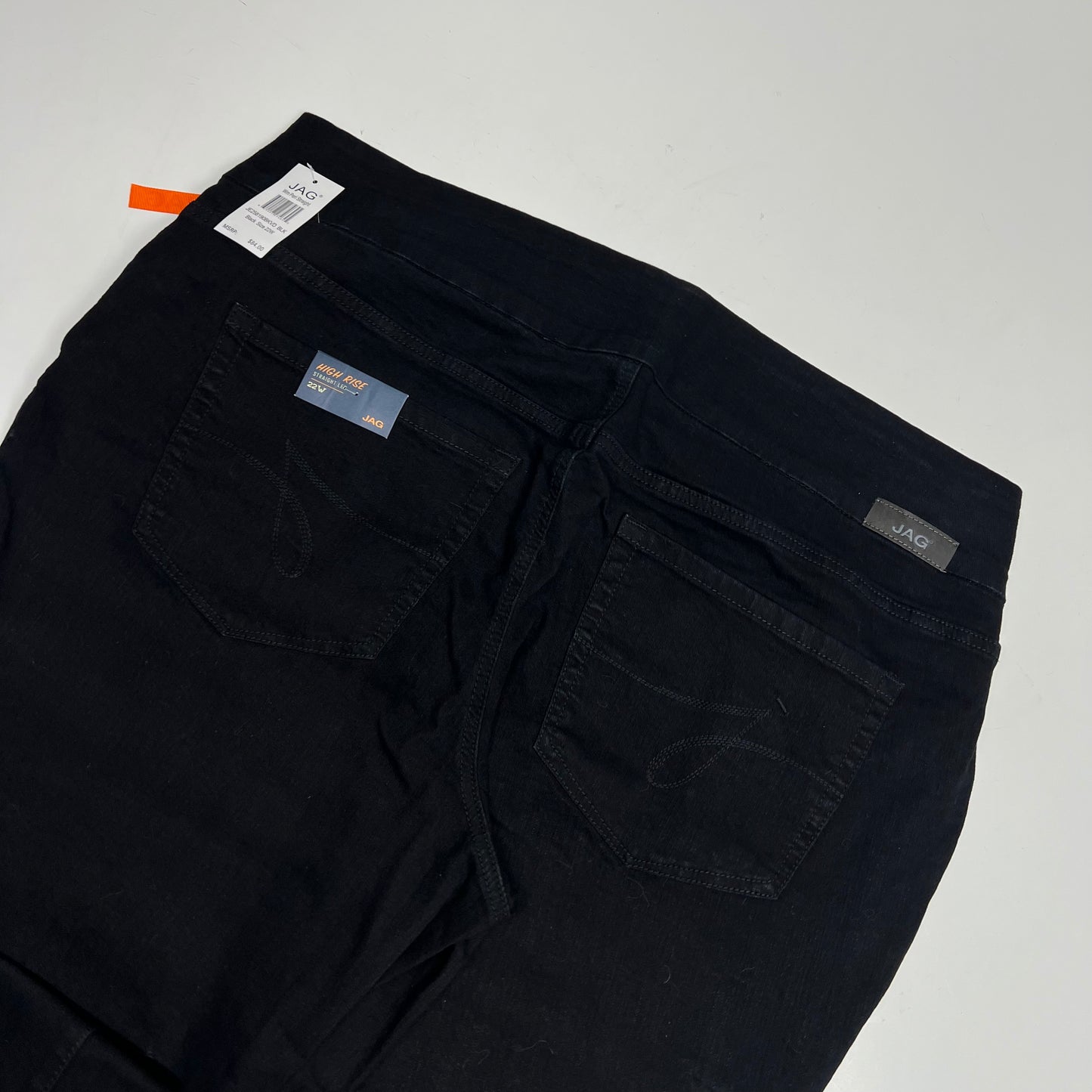 JAG Peri Straight Leg Elastic Waist Jeans Women's Sz 22W Black JE258190BKVD
