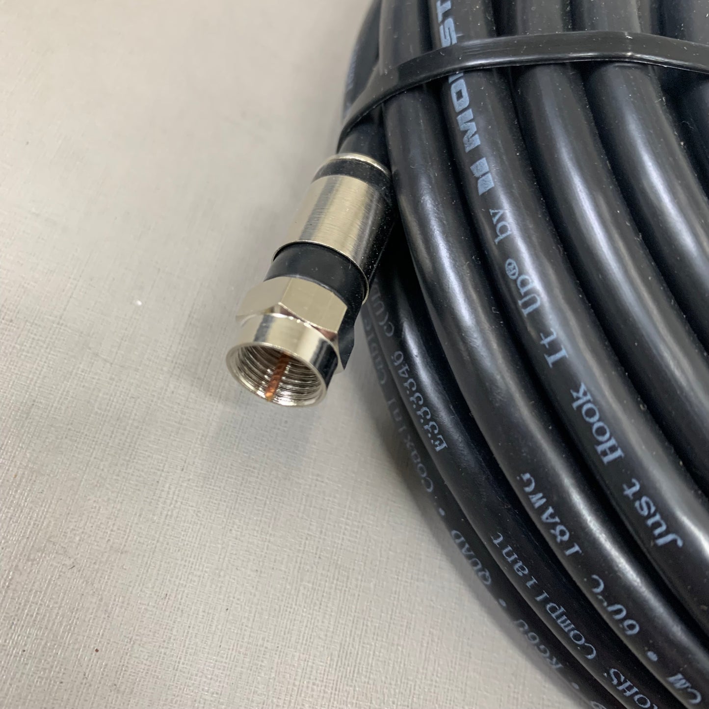 MONSTER RG6 Quad Coax Satellite Tv Cable 50ft Black 140034-00